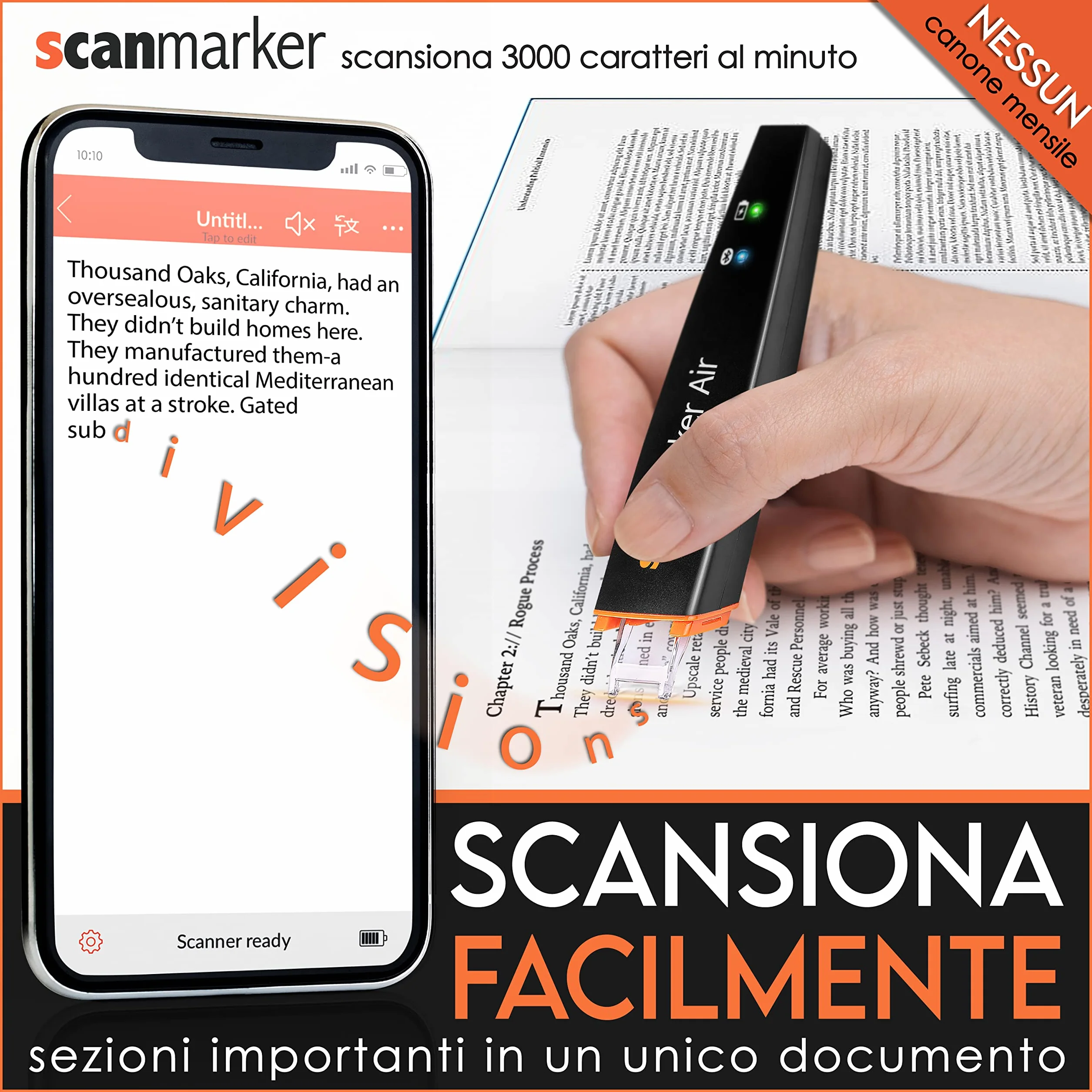 Scanmarker Air Penna Scanner e Traduttore Multilingue per Dislessia, Studenti, Professionisti - Compatibile Mac, Windows, iOS, Android, Nero