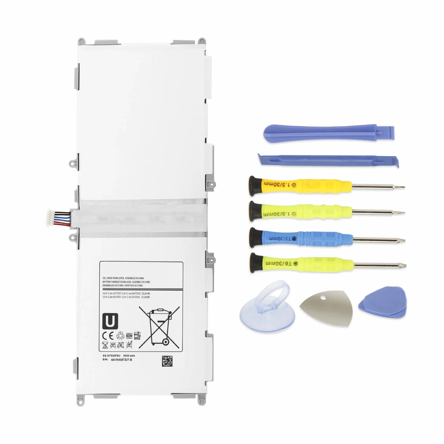 EB-BT530FBU Tablette Batteria per Samsung Galaxy Tab 4 10.1 SM-T530 SM-T531 SM-T535 SM-T537 SM-T532 SM-T533 T536 T530NU T537A T537V T537R4 3G 4G/LTE WiFi EB-BT530FBE BT530FBC Tablet Battery with Tool