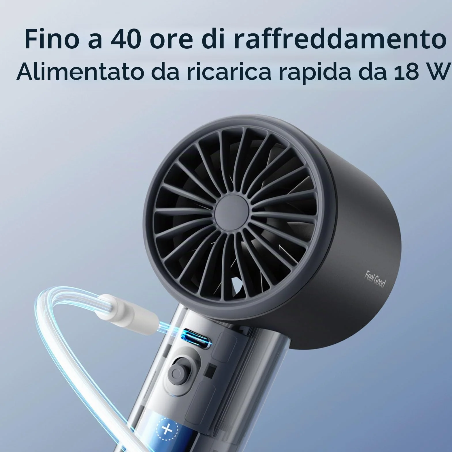 JISULIFE Ventilatore Portatile a Mano,Mini Turbo Ventilatore Regolabile in Velocità(1-100),Batteria Ricaricabile da 5000mAh Con Corpo in Metallo,Display Digitale,Viaggi/Campeggio/All'aperto-Grigio