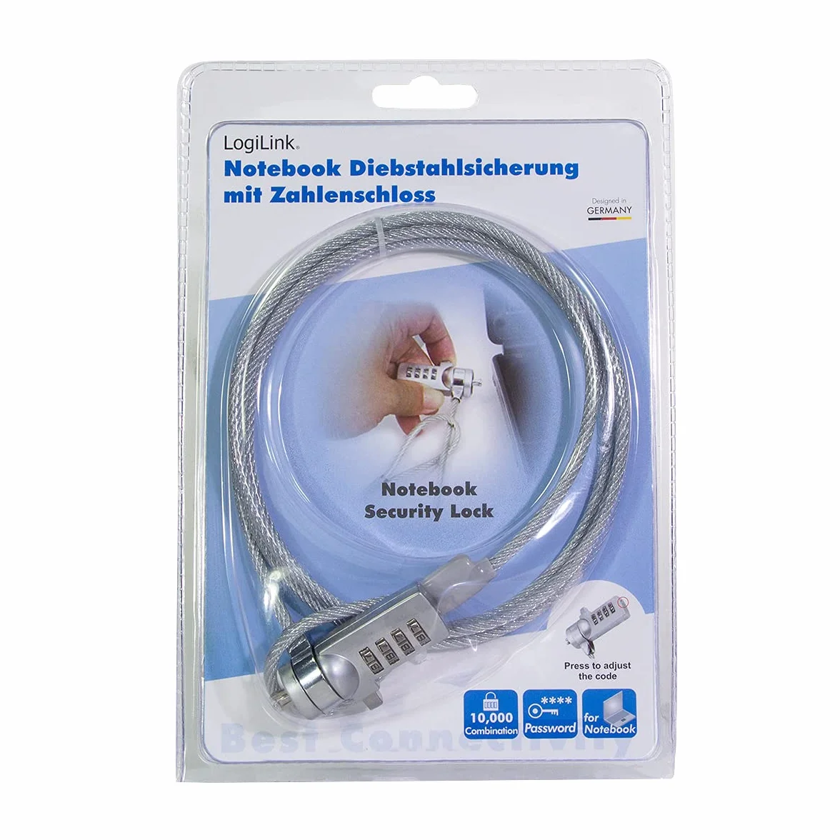 Logilink NBS002 - Lucchetto di sicurezza con codice numerico, 1,50 m