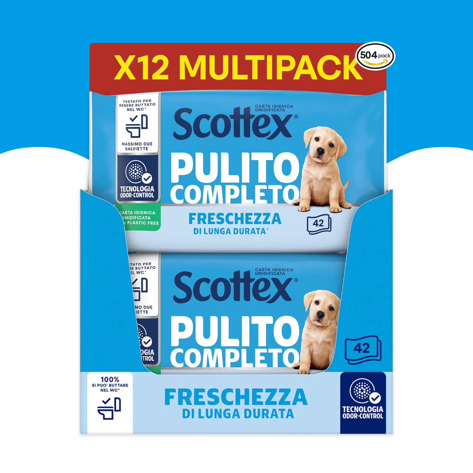 Scottex Pulito Completo Carta Igienica Umidificata Biodegradabile 504 Salviette (12x42)