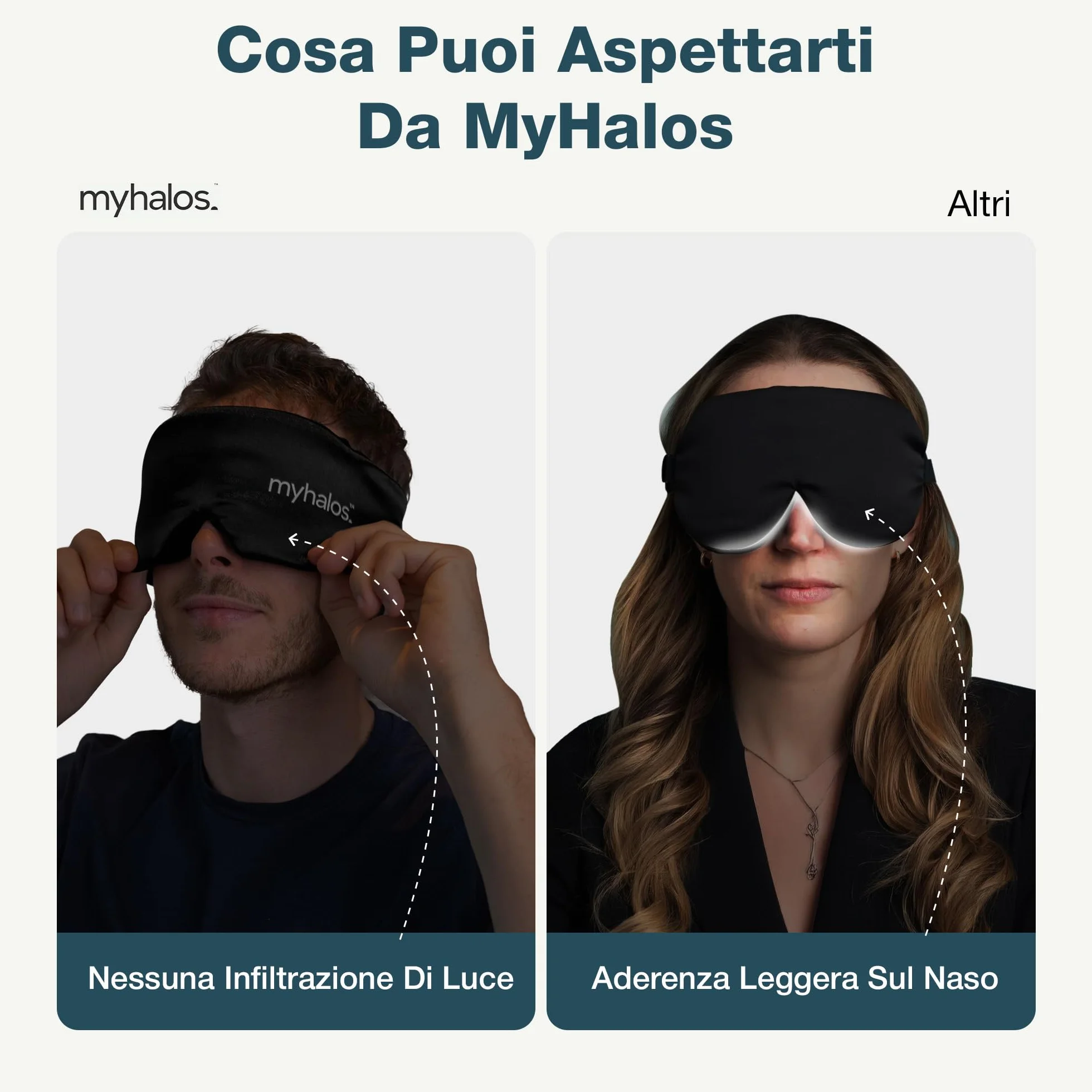 MyHalos Mascherina per dormire in seta di gelso 3D oscurante per viaggi