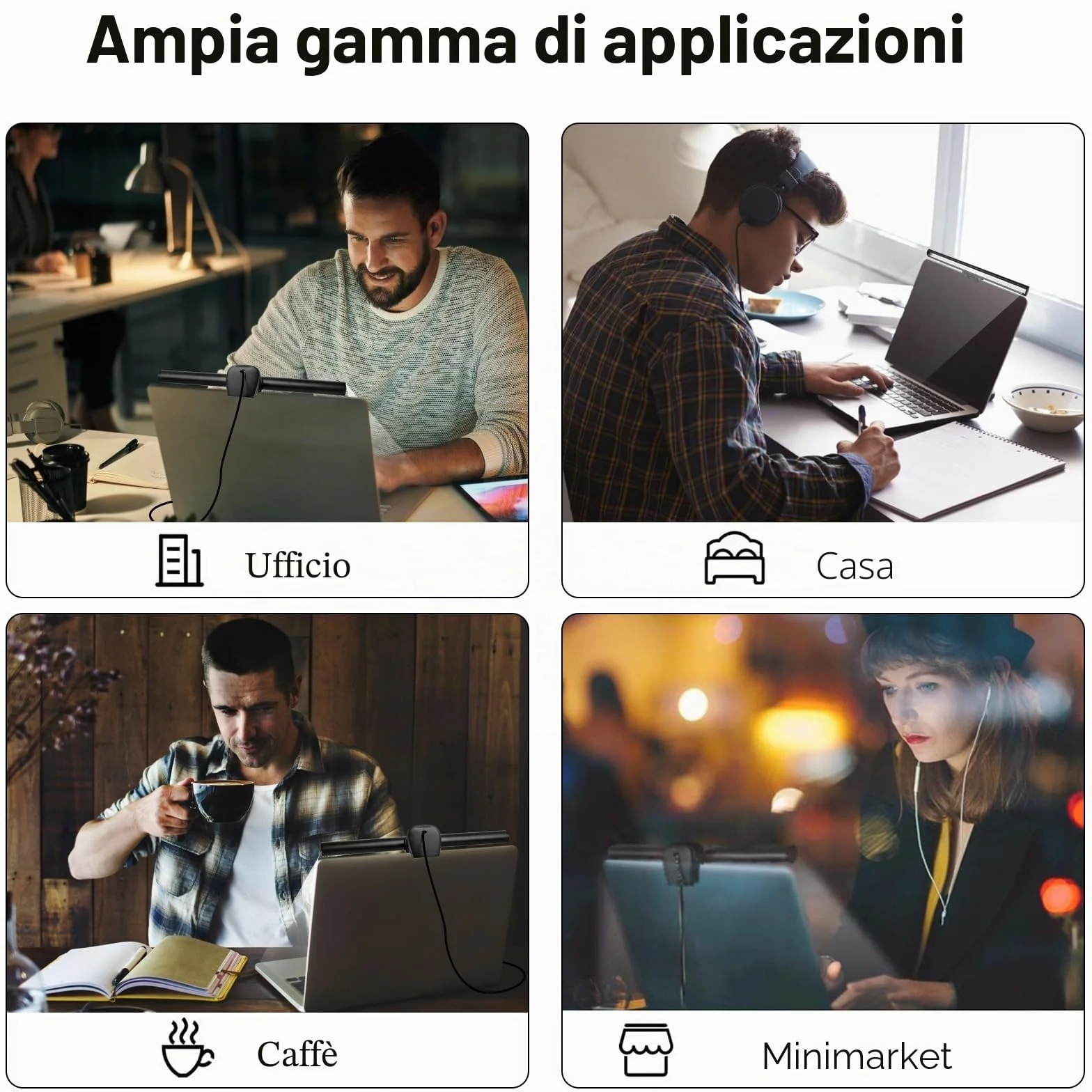 Aigital Eye Care USB-Lampada, Luce USB per Laptop con 3 Colori di Luce+10 Livelli di Luminosità e 54 Perle LED, Luce Flessibile per Tastiera per PC, Barra Luminosa per Monitor, LED Screenbar, Senza