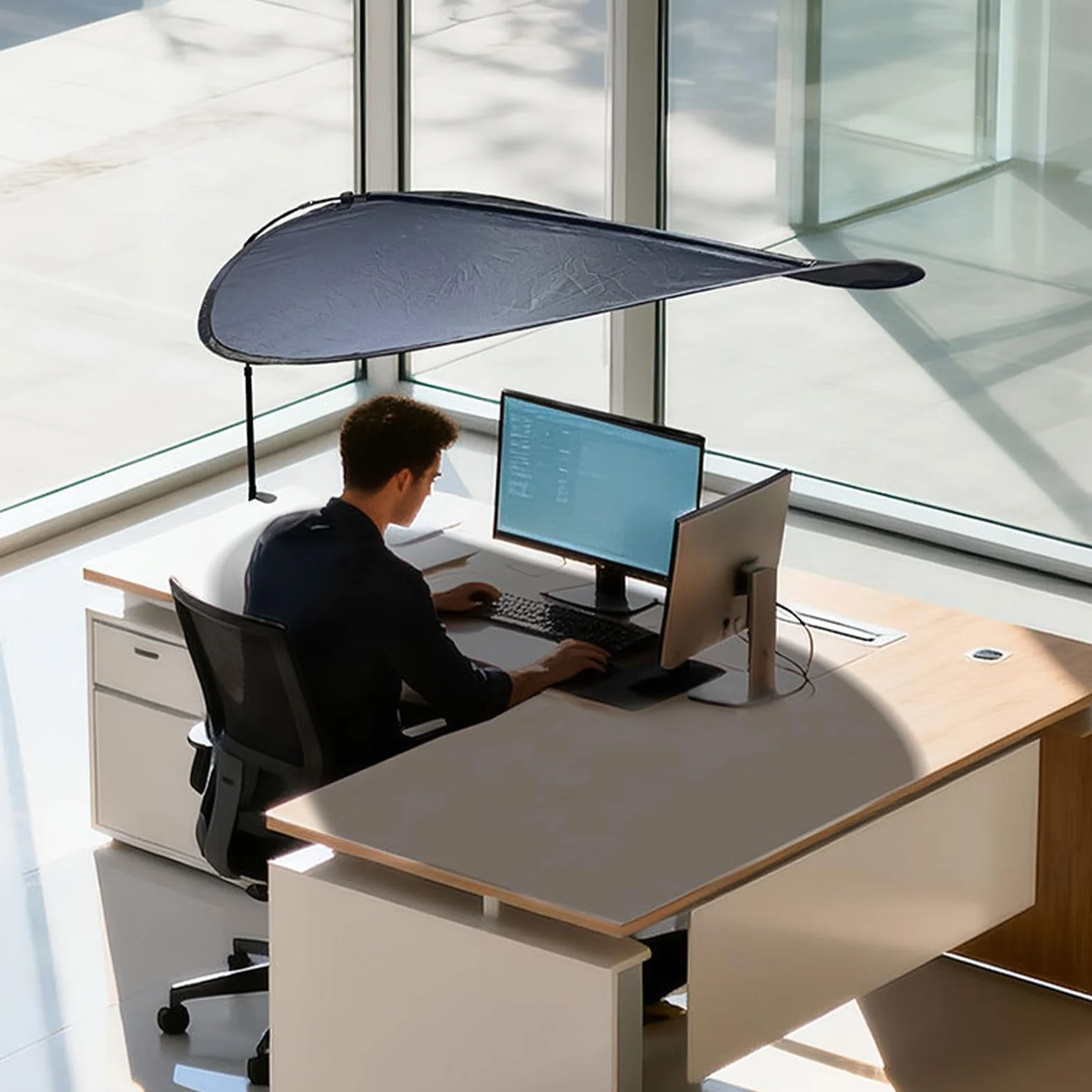 Tettuccio per schermo per area di lavoro – Barriera luminosa portatile, protezione parasole per monitor, pannello per la privacy dello studio, dispositivo antiriflesso per computer, potenziatore della