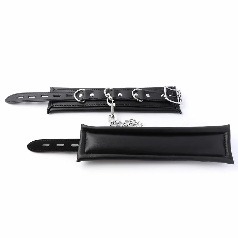 Polsini per caviglia Yoga - Pelle morbida con catena regolabile - Coppia accessori decorativi moda (Nero)