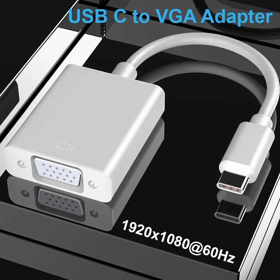 Adattatore da USB C a VGA Thunderbolt 3 Compatibile con Chromebook Pixel MacBook Pro Lenovo 900 Dell XPS 13