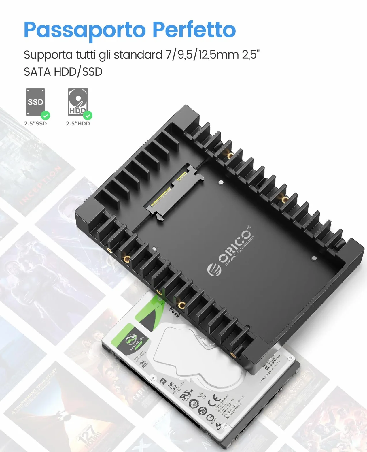 ORICO Adattatore Hard Disk Interno da 2,5" a 3,5" Staffe di Montaggio Rimovibili per 2,5 Pollici SATA HDD o SSD Incluse Viti -1125SS