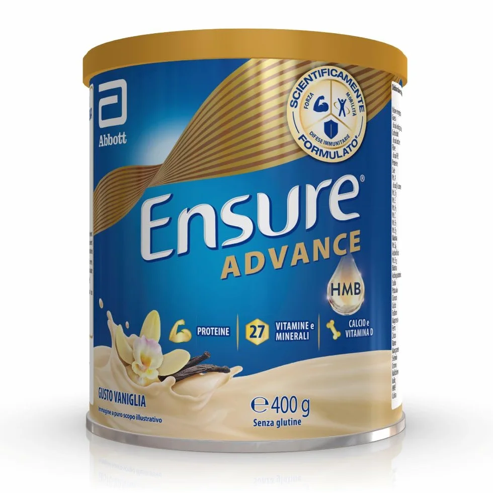 Ensure Advance Integratore Alimentare Proteico in Polvere 400g Gusto Vaniglia 27 Vitamine Minerali Proteine Calcio HMB