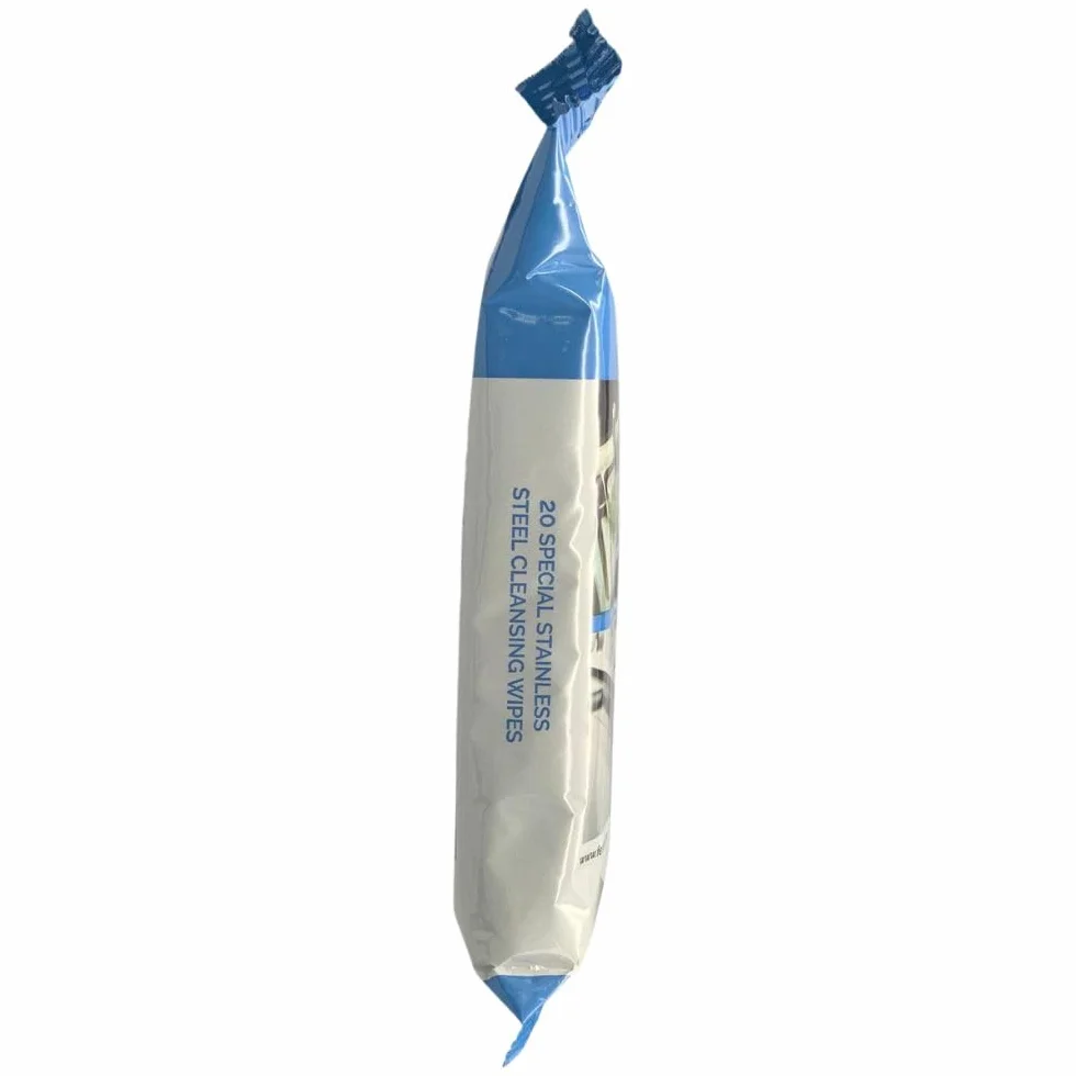 Salviette per la Pulizia di Superfici in Acciaio Inox, Confezione Richiudibile da 20 Salviette Monouso