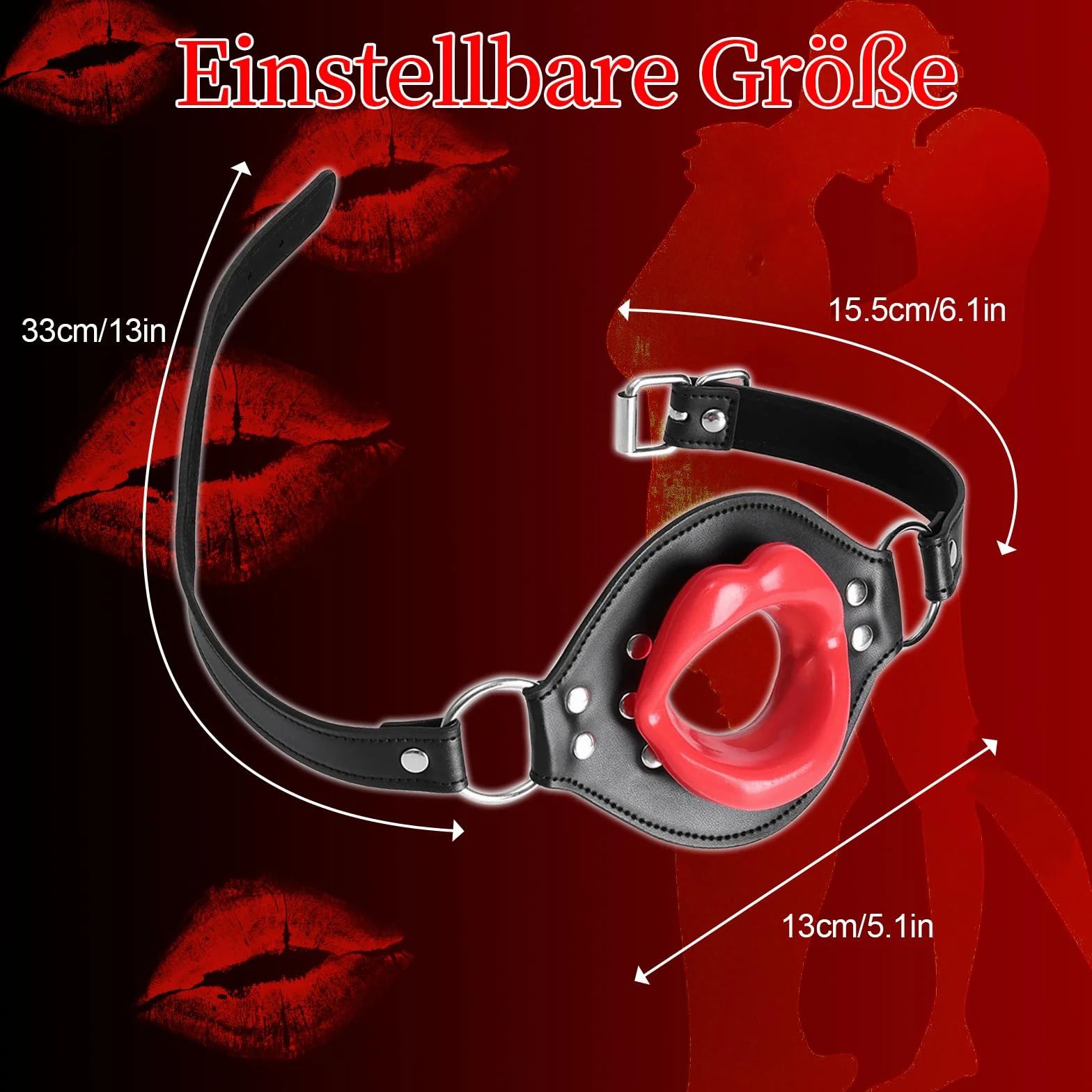 Silicone Ball Gag Big Mouth Gag con Cinghie di Cuoio Regolabili BDSM Sex Toy