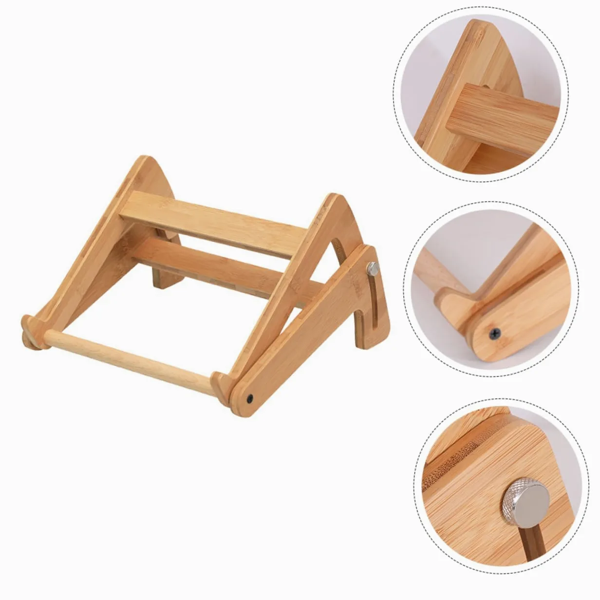 Supporto Altezza Cavo Angoli Design Regolabile Arrotondati, Computer Portatile, in Legno Beige Scrivania, per Laptop, per Ufficio e Casa