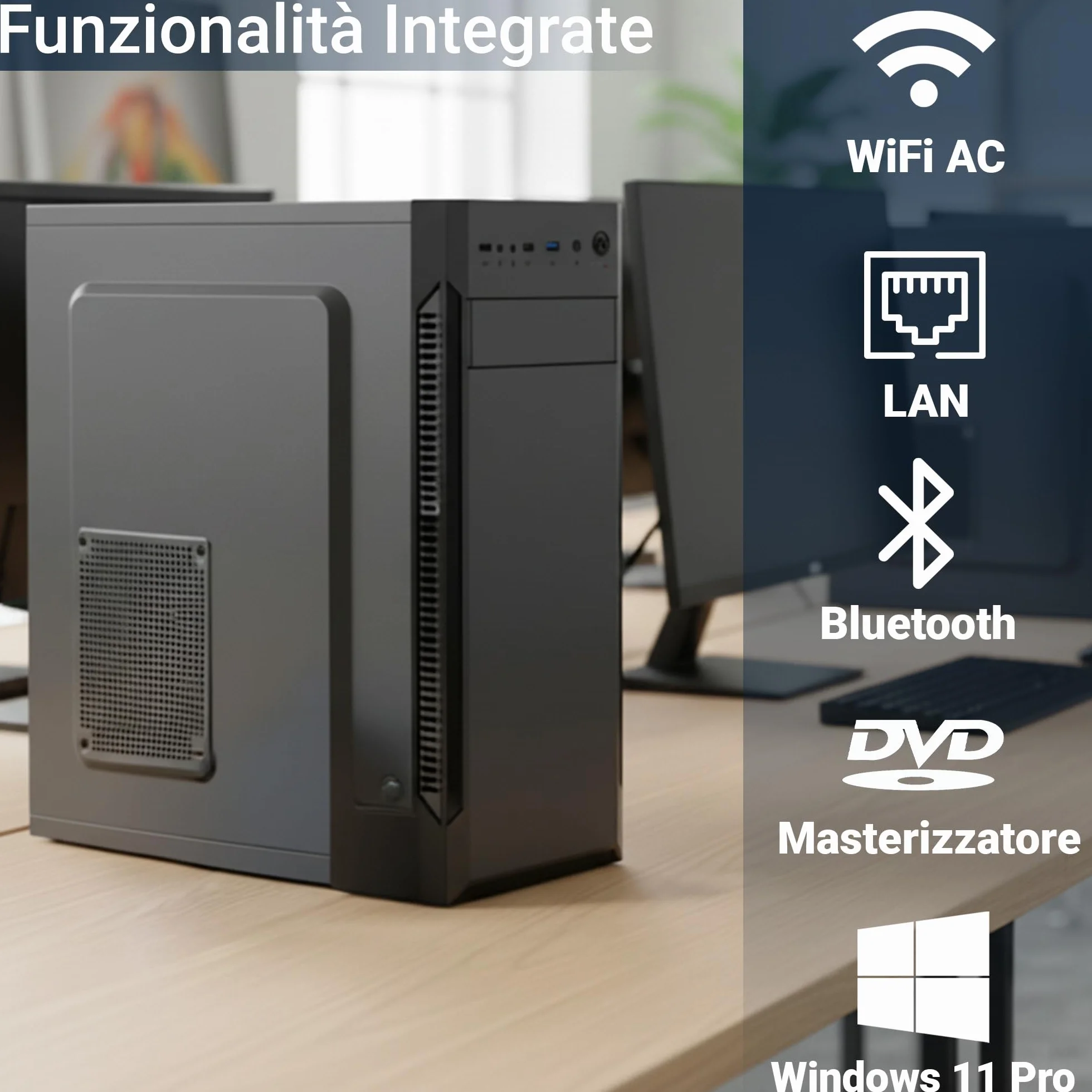 PC Fisso Completo - Computer Desktop Intel Core i9-12900 • RAM 32GB DDR4 • SSD 1TB NVMe M.2 • Scheda Video RTX A1000 8 GB • Wi-Fi AC e Bluetooth • Masterizzatore DVD • HDMI • USB 3.0 • Windows 11 Pro