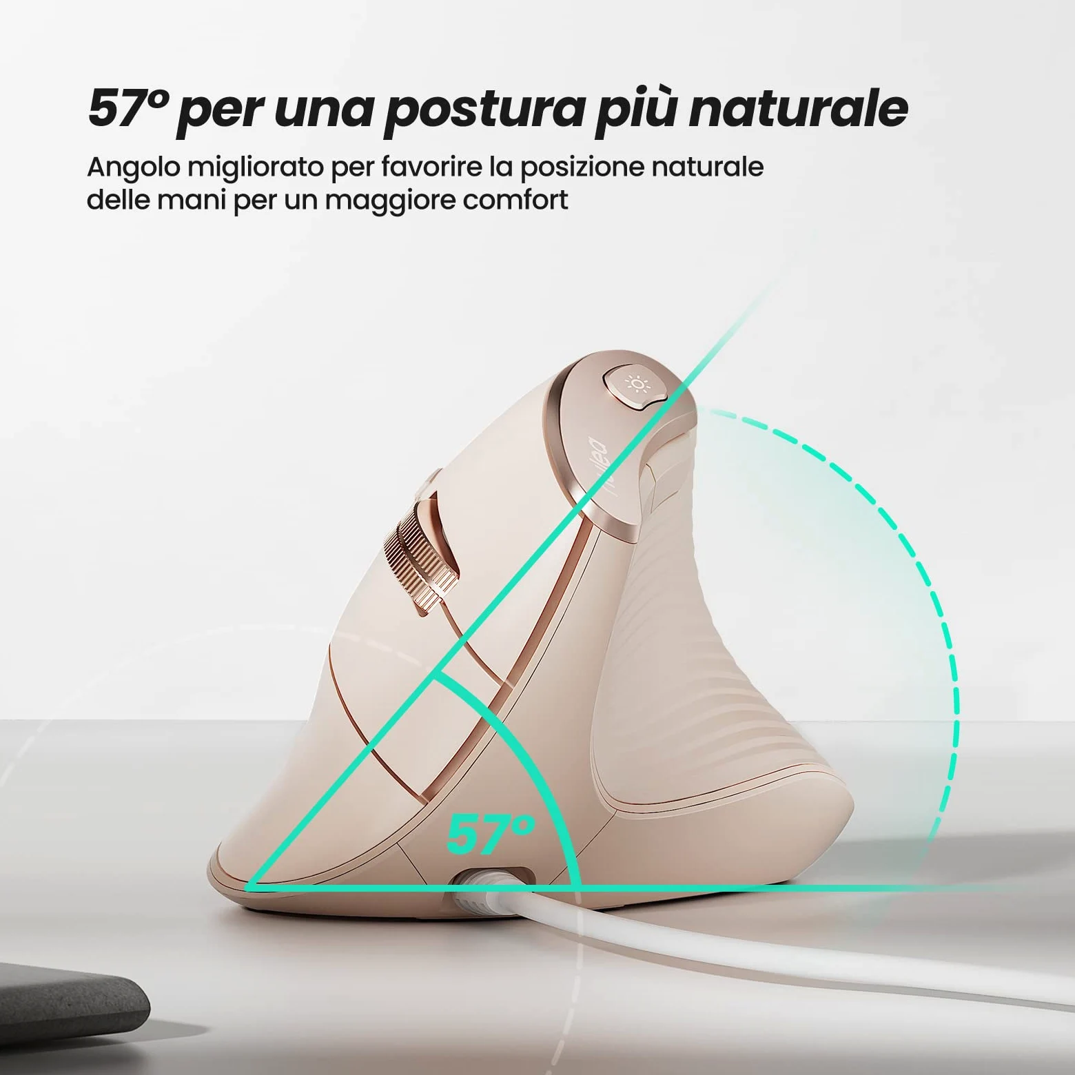 Nulea Mouse Verticale Cablato, Mouse Ottico Ergonomico USB Con 4 DPI Regolabili, 11 Modalità di Retroilluminazione RGB, Compatibile Con Laptop, PC, Desktop, Mac, Rosa
