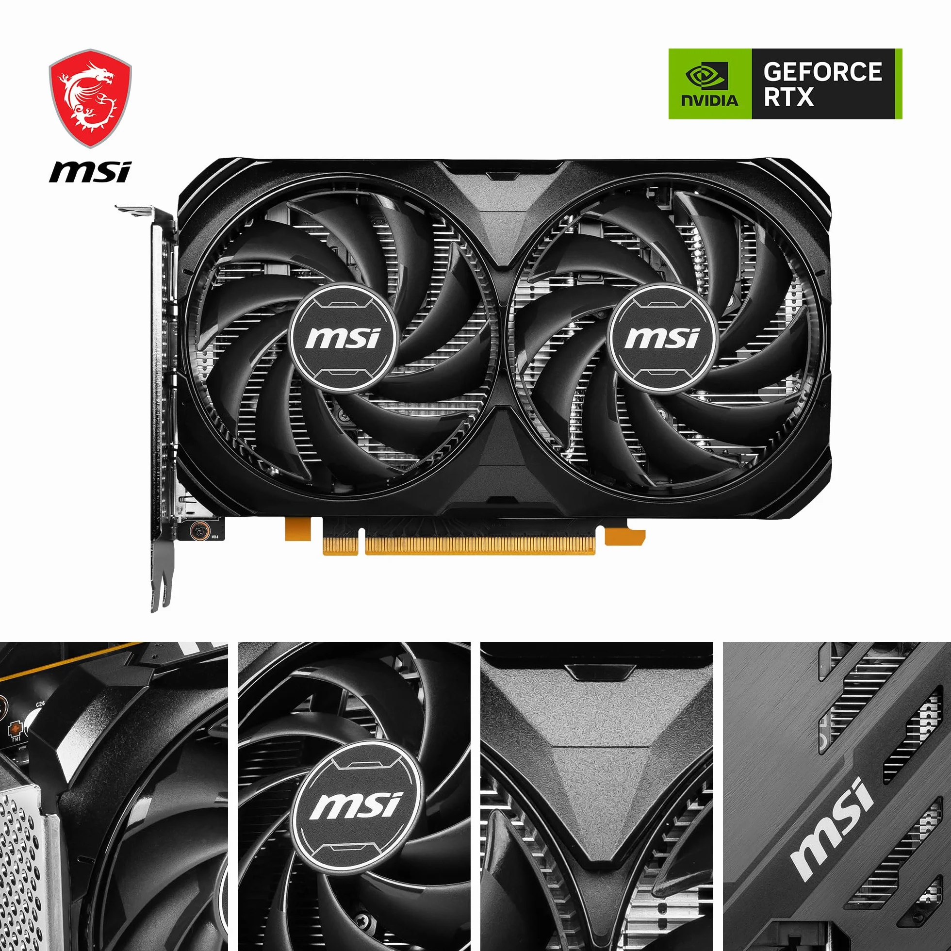 MSI GeForce RTX 4060 VENTUS 2X BLACK 8G OC Scheda Video Gaming, 8GB GDDR6 (17 Gbps / 128-bit), PCI Express Gen4, 8-pin x1, DisplayPort x3 (v1.4a), HDMI 2.1 - Ventole TORX 4.0, Tecnologia ZERO FROZR