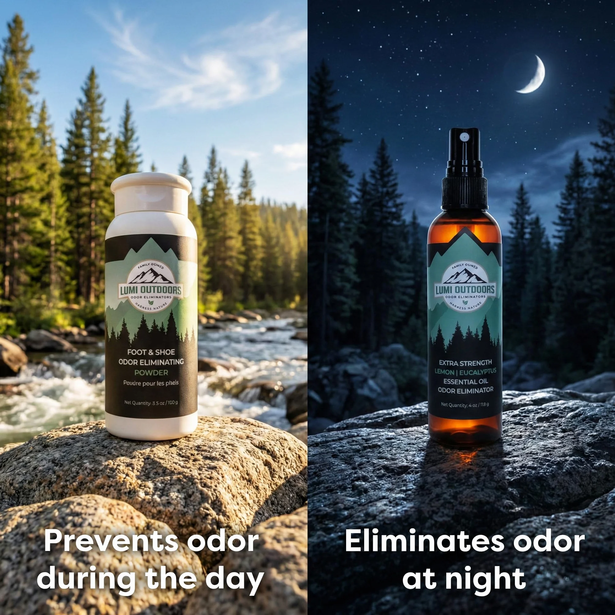 Lumi Outdoors Deodorante spray naturale per scarpe e polvere per piedi limone eucalipto