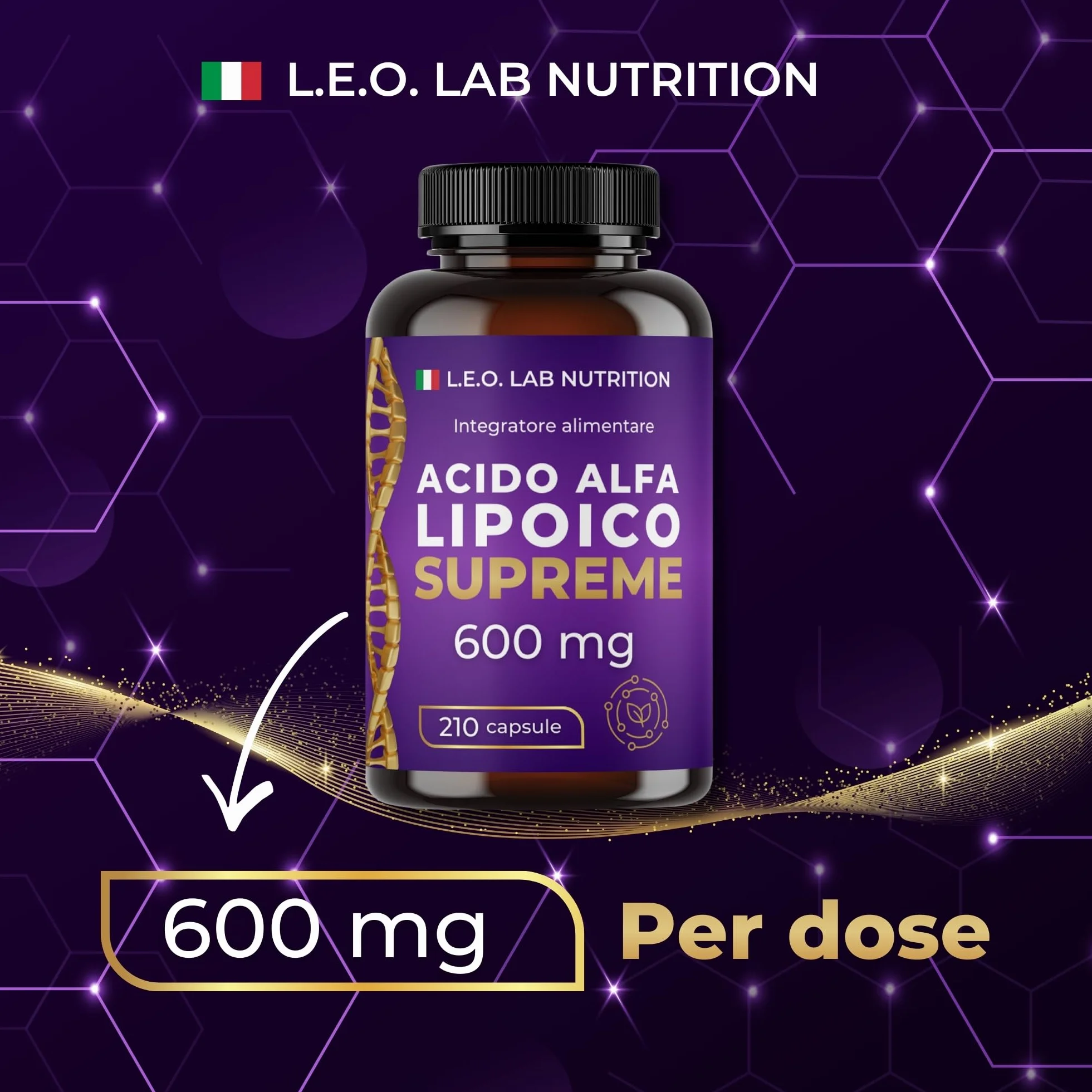 Acido Alfa Lipoico 600mg 210 Capsule Alto Dosaggio 7 Mesi Scorta