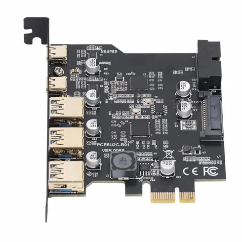 Scheda PCIe A USB 3.2 Gen 1, Scheda di Espansione A 5 Porte da 5 Gbps, 2 X USB Tipo C 3 X Interfaccia USB Tipo A A 19 Pin, Scheda di Espansione PCI Express A 5 Porte per, OS X
