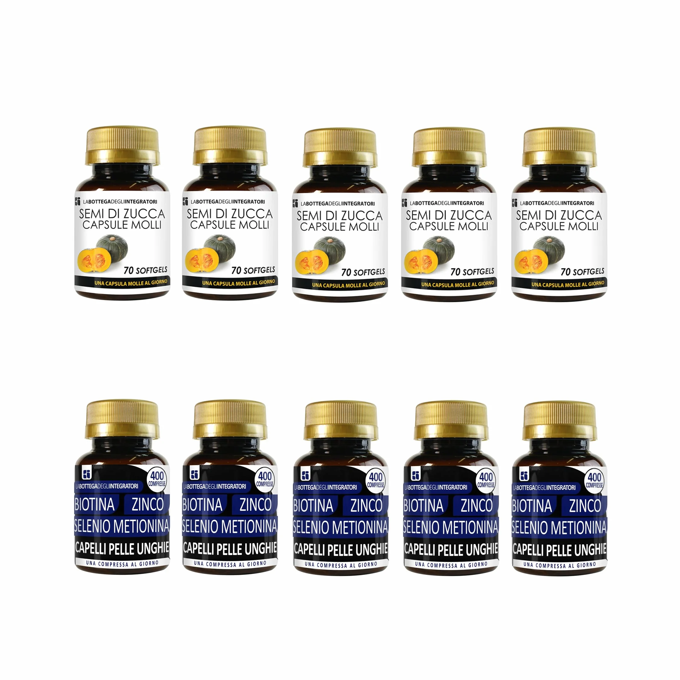 Semi di Zucca 350 Softgels Olio Spremuto Omega 3 6 9 Biotina Zinco Selenio Metionina 2000 Compresse Capelli Pelle Unghie