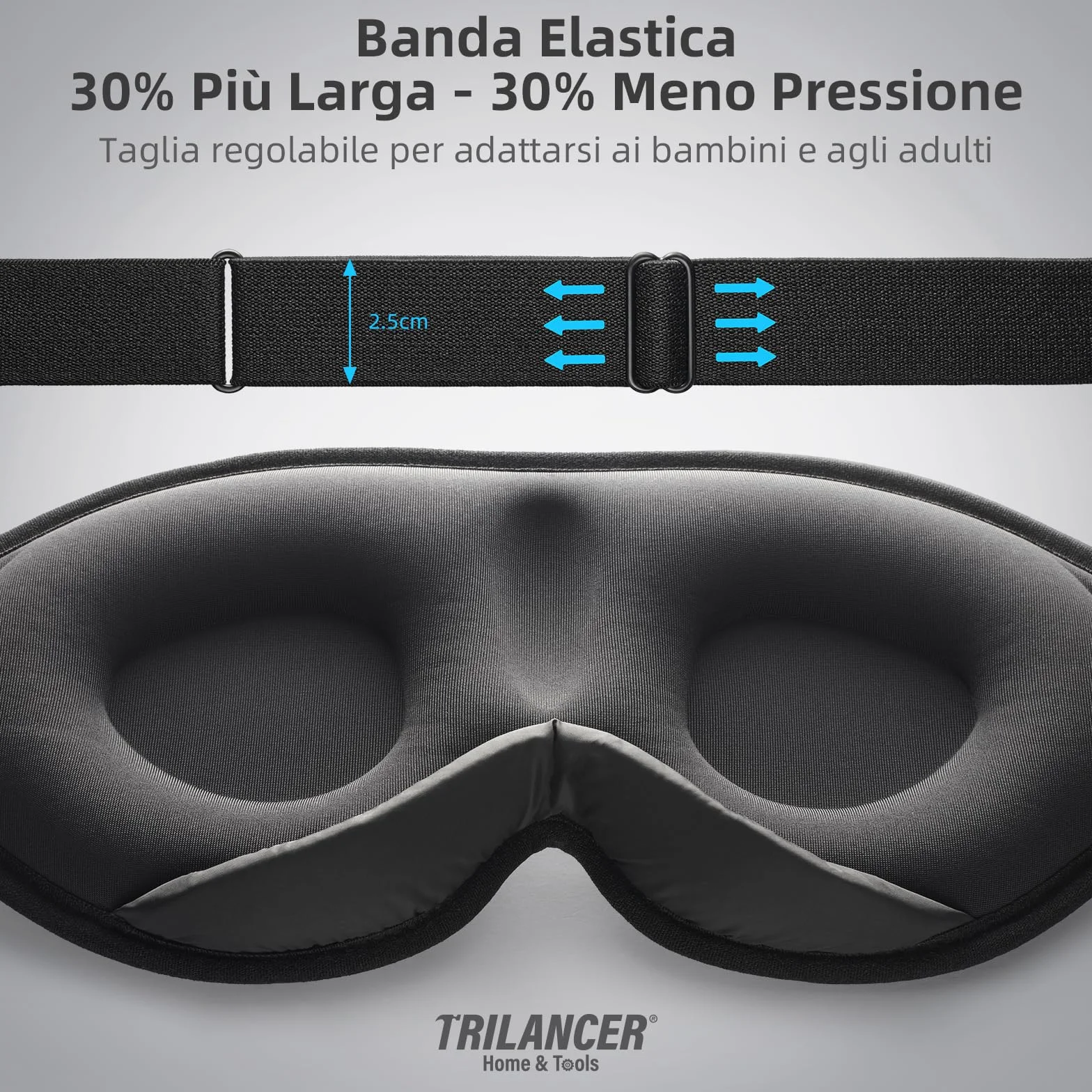 Mascherina per Dormire Innovativa Blocca Luce 99.99% per Uomini Donne Nero