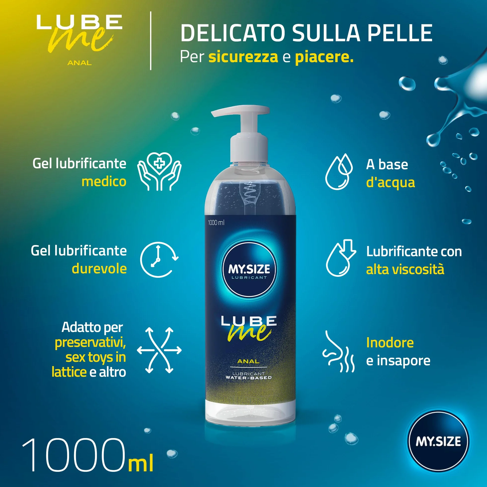 MY.SIZE Lube Me gel lubrificante Premium Anale 1000 ml lubrificante extra viscoso a base acqua