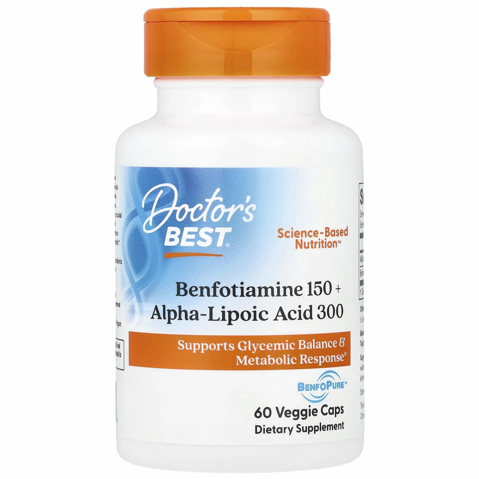 Doctor's Best Benfotiamina Alpha Acido lipoico 150 mg 300 mg 60 Capsule vegetariane