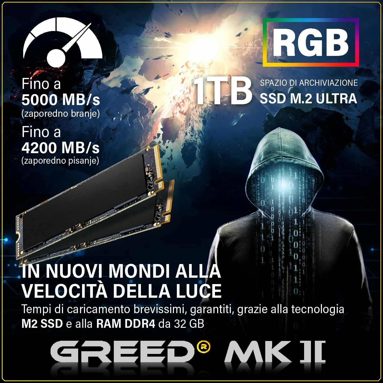 Greed Mk2-4K Gaming PC AMD Ryzen 7 5700X Nvidia RTX 5060 Ti 8GB 32GB DDR4 RAM 1TB SSD WLAN W11 Pro
