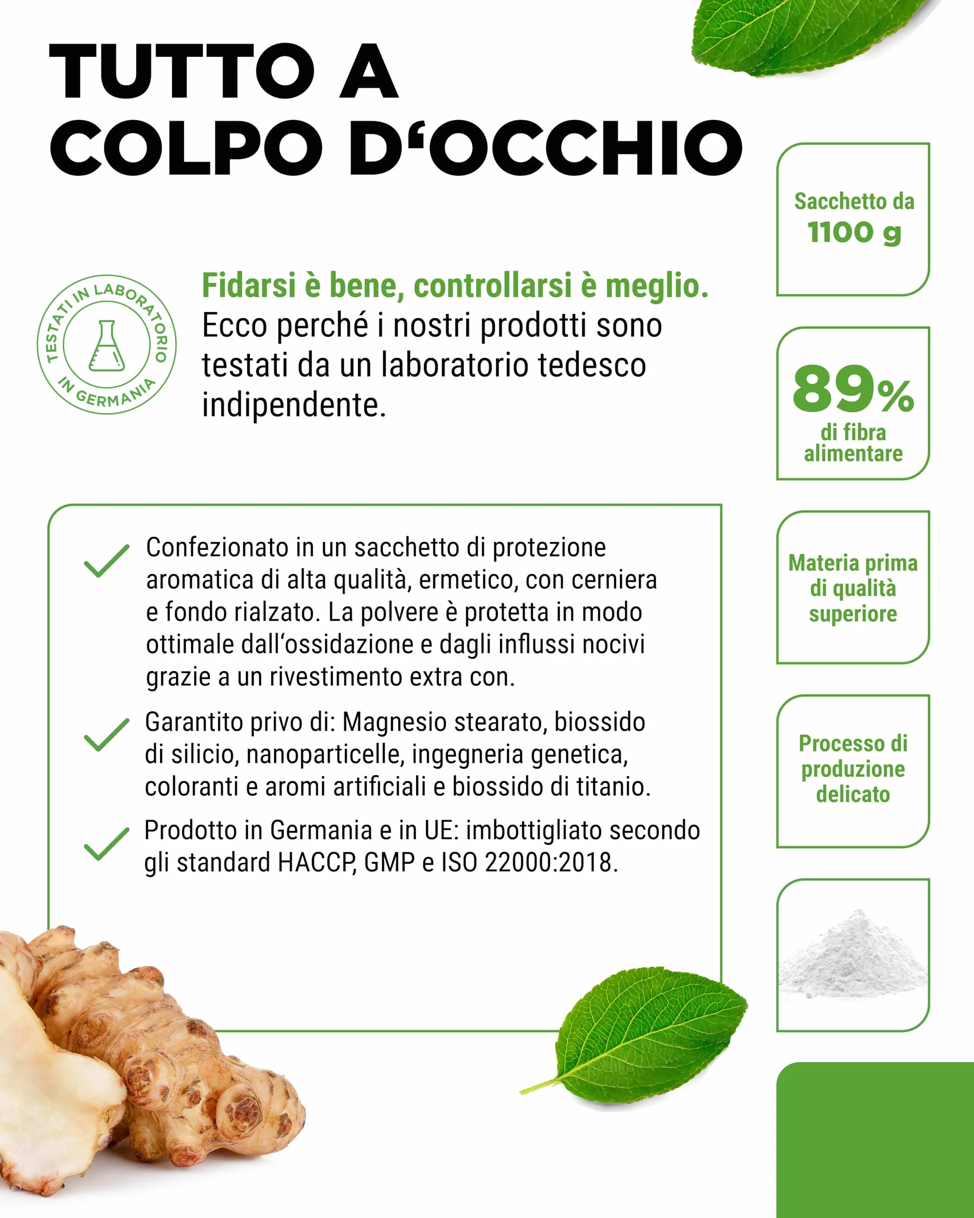 Prebio Inulin Powder 1100 g Prebiotico Fibre Vegan