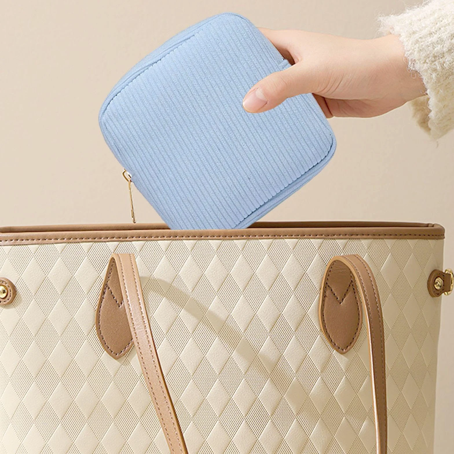 Set di 2 sacchetti per asciugamani igienici, mini borsa portaoggetti portatile da donna