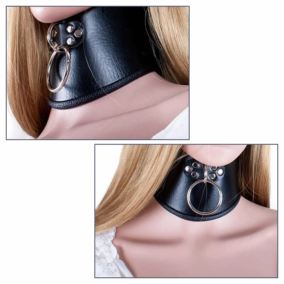 Roluck Collare in pelle con grande O-Ring SM Choker Punk Sex Giocattolo