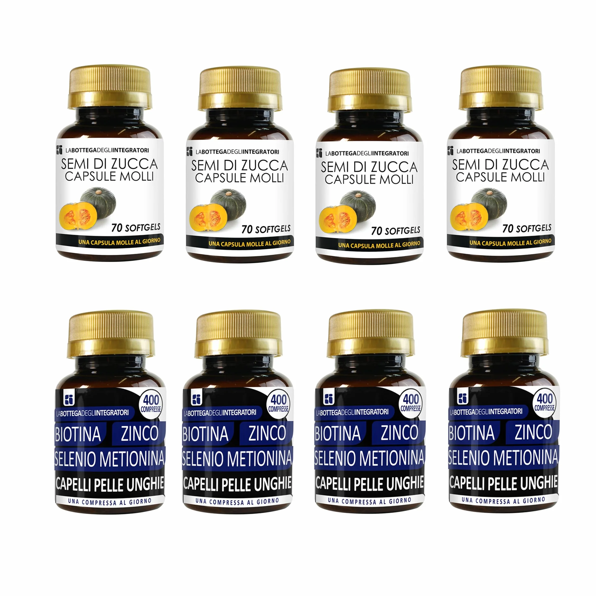 Semi di Zucca 280 Softgels Olio Spremuto Omega 3 6 9 Biotina Zinco Selenio Metionina 1600 Compresse Capelli Pelle Unghie