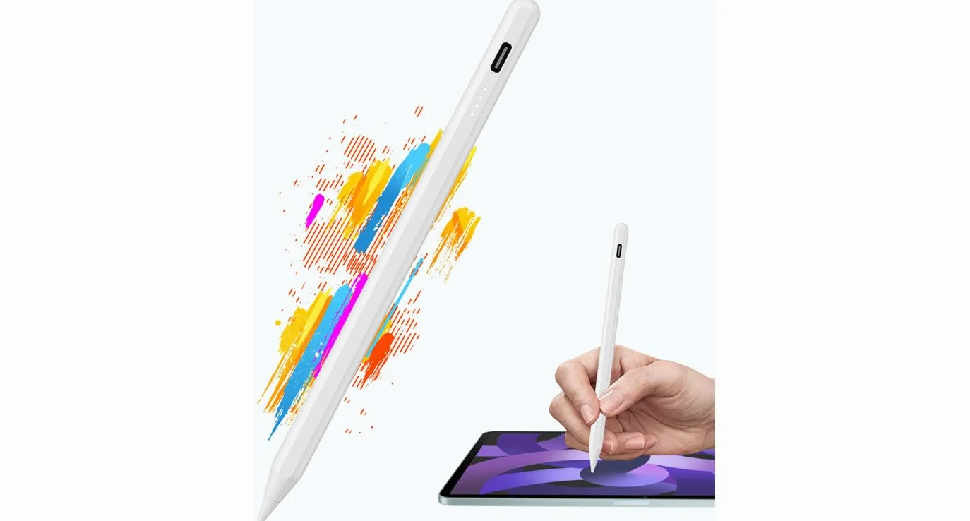LMP DigiPen compatibile con iPad - Palm Rejection, Sensibilità Tilt, Magnetico, Senza Bluetooth, 14h Autonomia, Led Batteria, 2 Punte di Ricambio, Cavo USB-C Incluso – Bianco