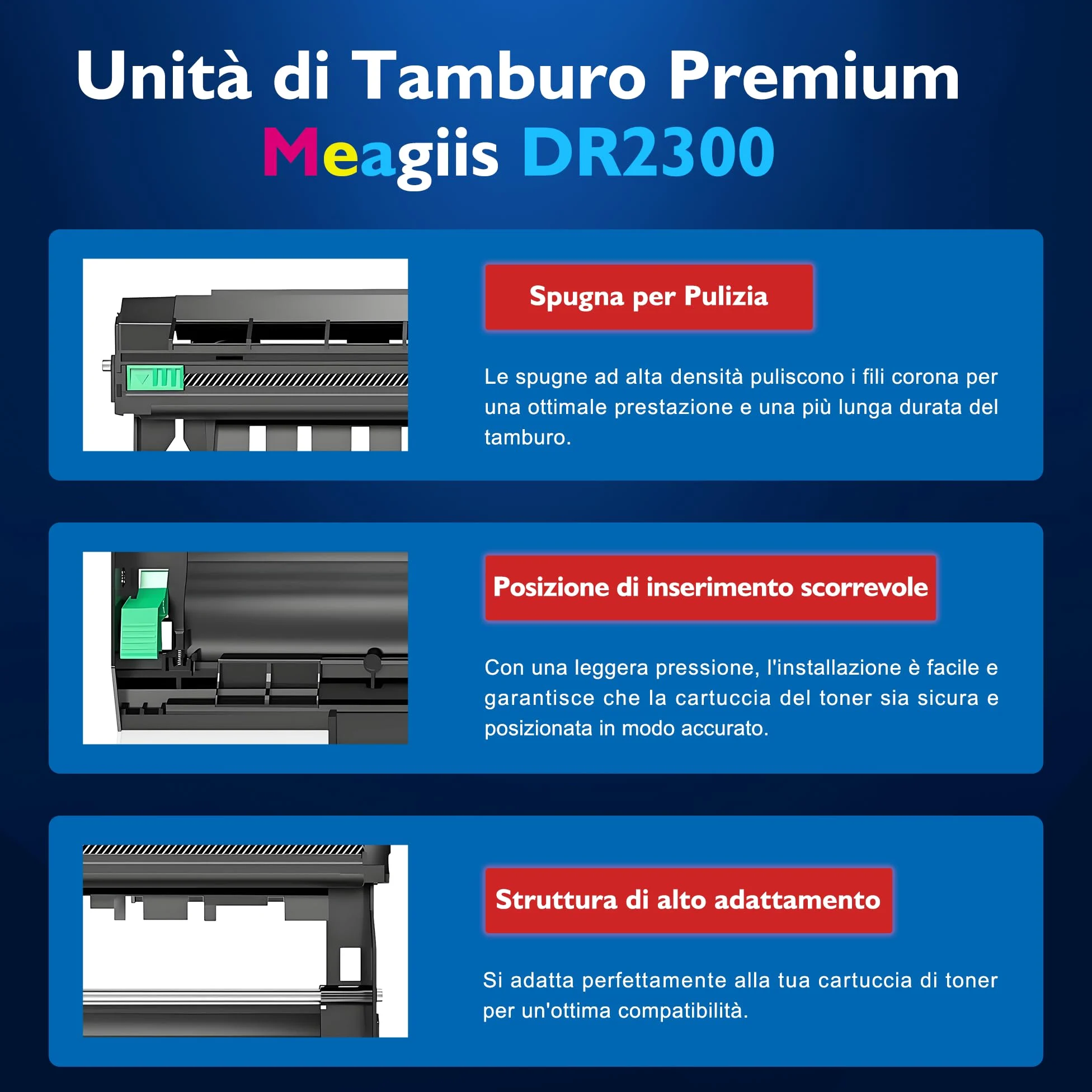 DR2300 DR-2300 Unità del tamburo Compatibile per Brother DR2300 DR-2300 tamburo per Brother HL-L2300D HL-L2340DW HL-L2360DW DCP-L2520DW DCP-L2540DN MFC-L2700DW MFC-L2720DW MFC-L2740DW(2 PACK)