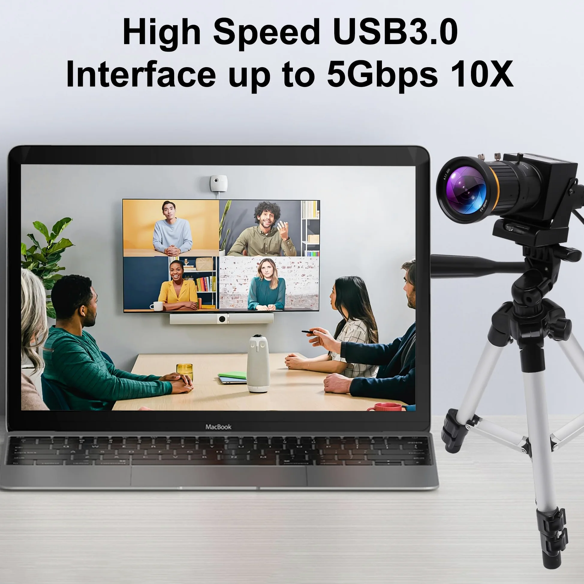 Zoom Ottico 10X 60fps HDMI USB3.0 Fotocamera 4K Ad Alta Velocità H.264 Uscita simultanea Webcam PC Plug and Play per Sicurezza Informatica Industriale Live Streaming CCTV Proiettore