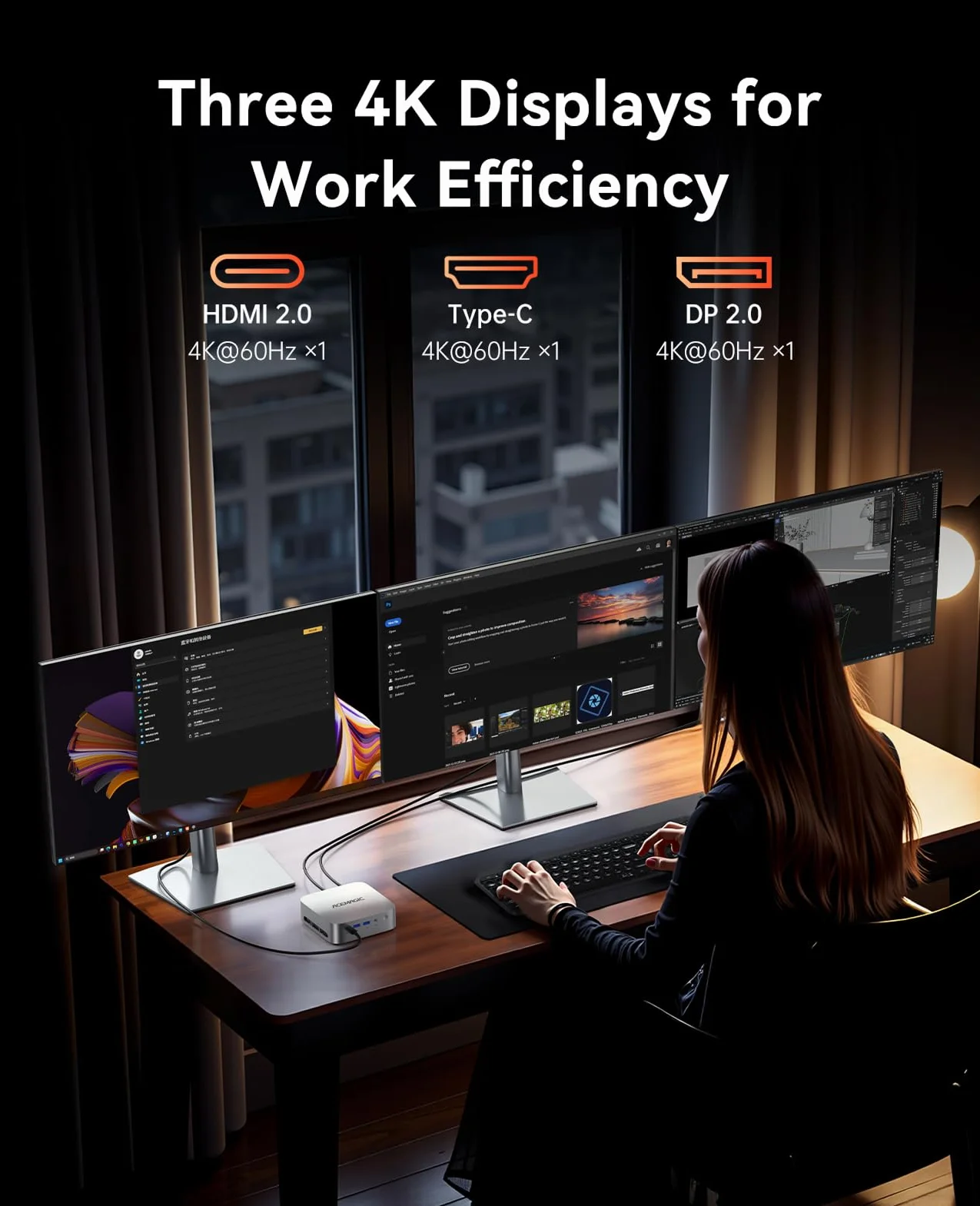 ACEMAGIC M1 Mini PC AMD Ryzen 7 7735HS 16GB LPDDR5 512GB M.2 SSD AMD Radeon Graphics WiFi 6 BT5.2 W-11 Pro