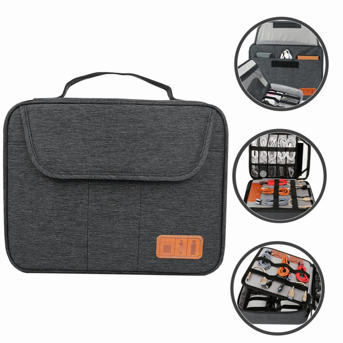 SOIMISS Borsa Porta Cavi Doppio Custodia per Dispositivi Elettronici e Digitali Organizer per Cavi Tasche per Cellulare e Tablet per Viaggio e Trasporto