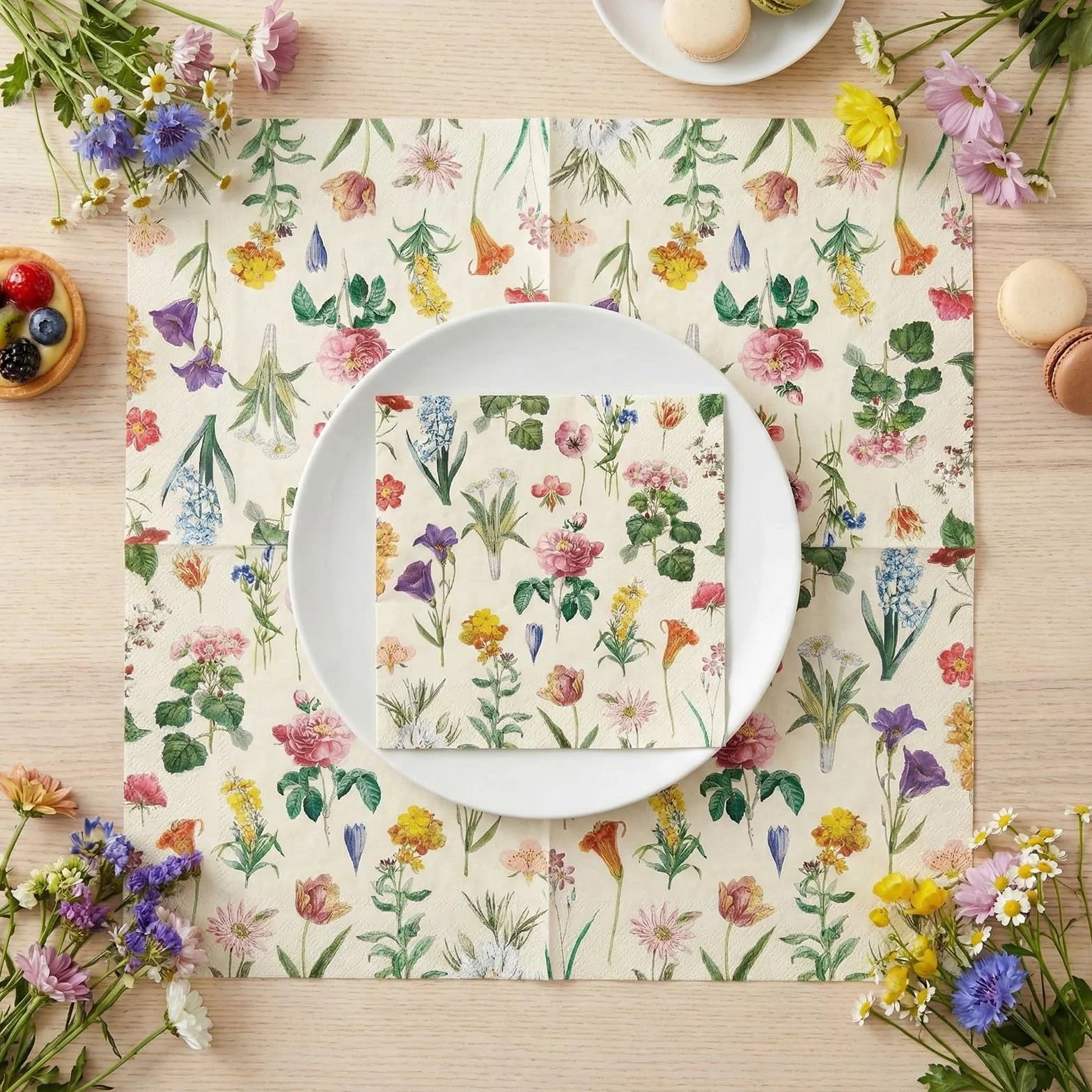 Tovaglioli con fiori di campo 40 pezzi da 6,5 pollici per feste di compleanno e matrimoni