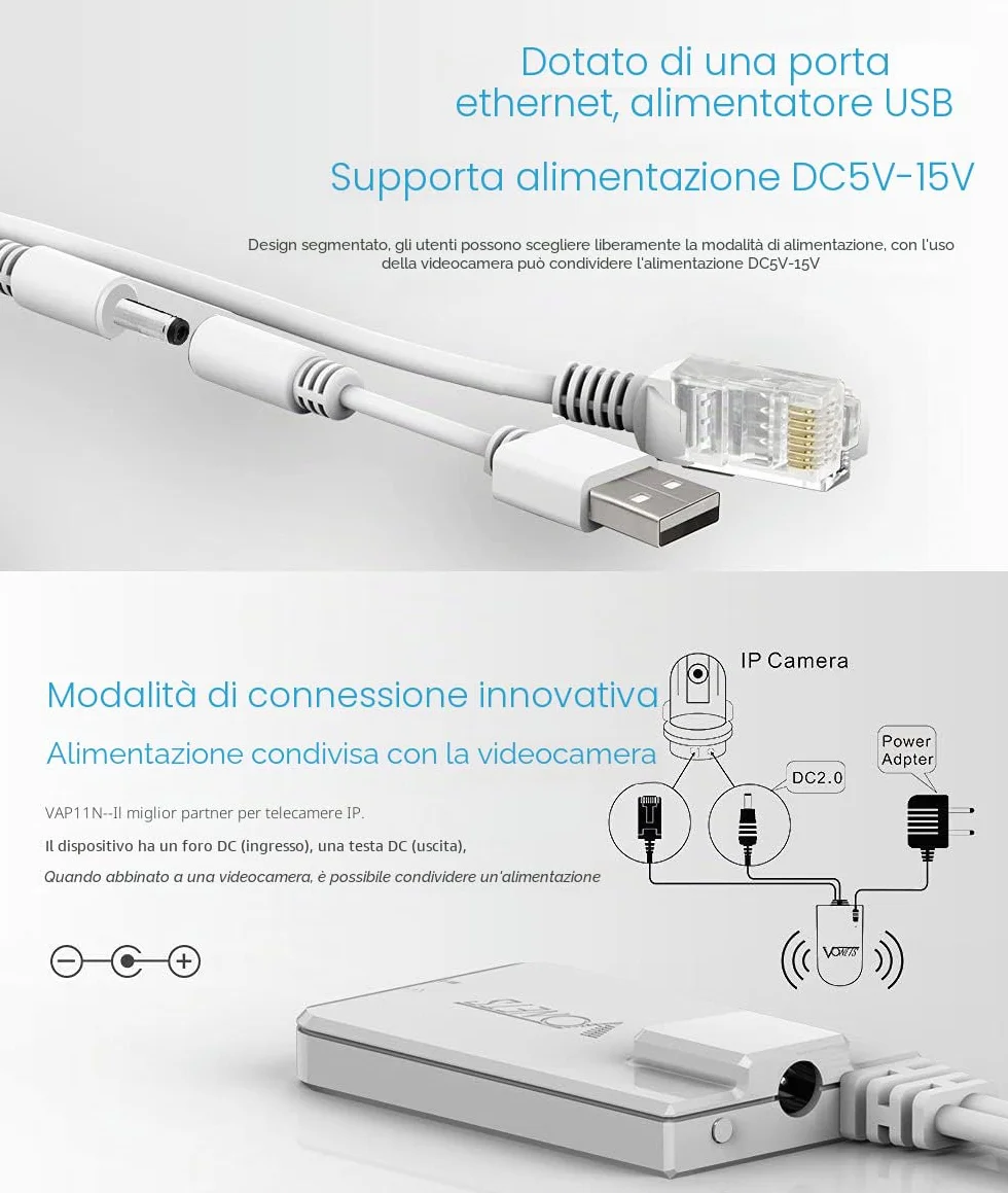 VONETS VAP11N-300 Mini 2.4GHz WiFi Ripetitore Wlan Bridge Ethernet Adattatore Wireless Hotspot Extender Signal Booster Porta RJ45 Alimentazione DC/USB per dispositivo di rete DVR Xbox PS3