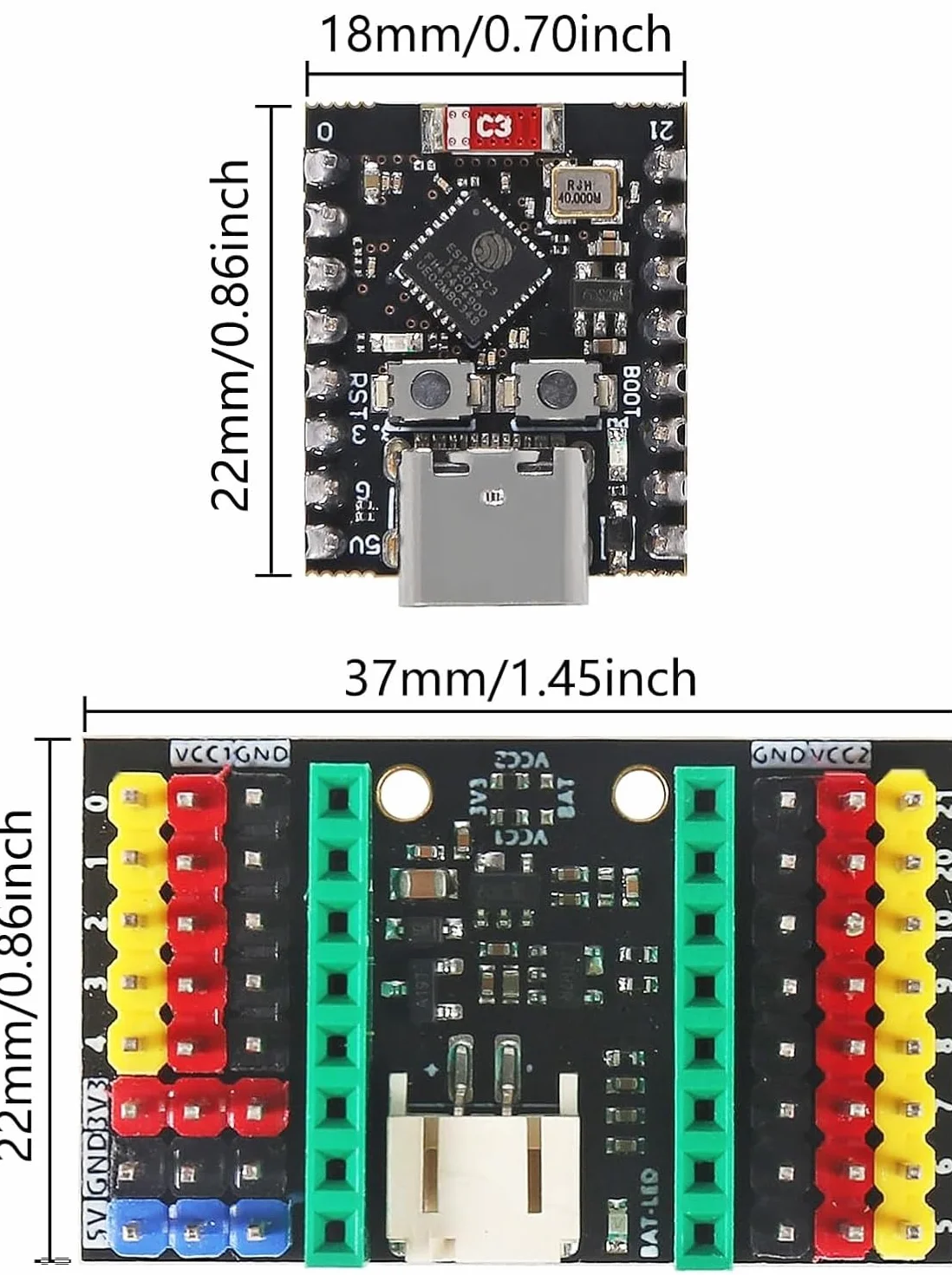 3 Pezzi ESP32-C3 MINI Scheda di Sviluppo ESP32 C3 Super Mini Scheda di Sviluppo Supporta WiFi Bluetooth con Tre Schede di Espansione e un Cavo Dati
