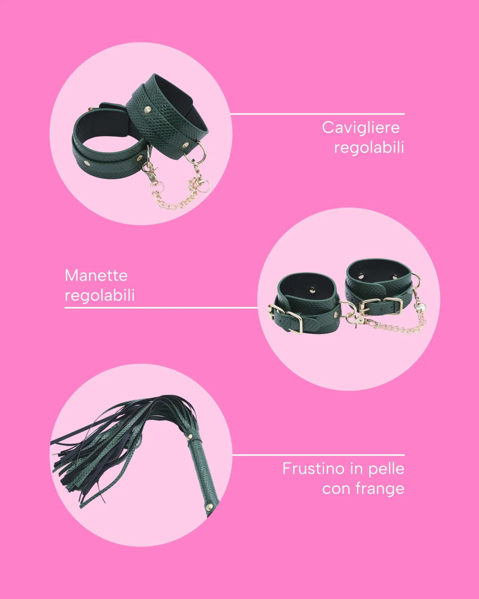 Demetra Kit Bondage per Coppie BDSM Donna con Accessori Manette Frusta Sextoys