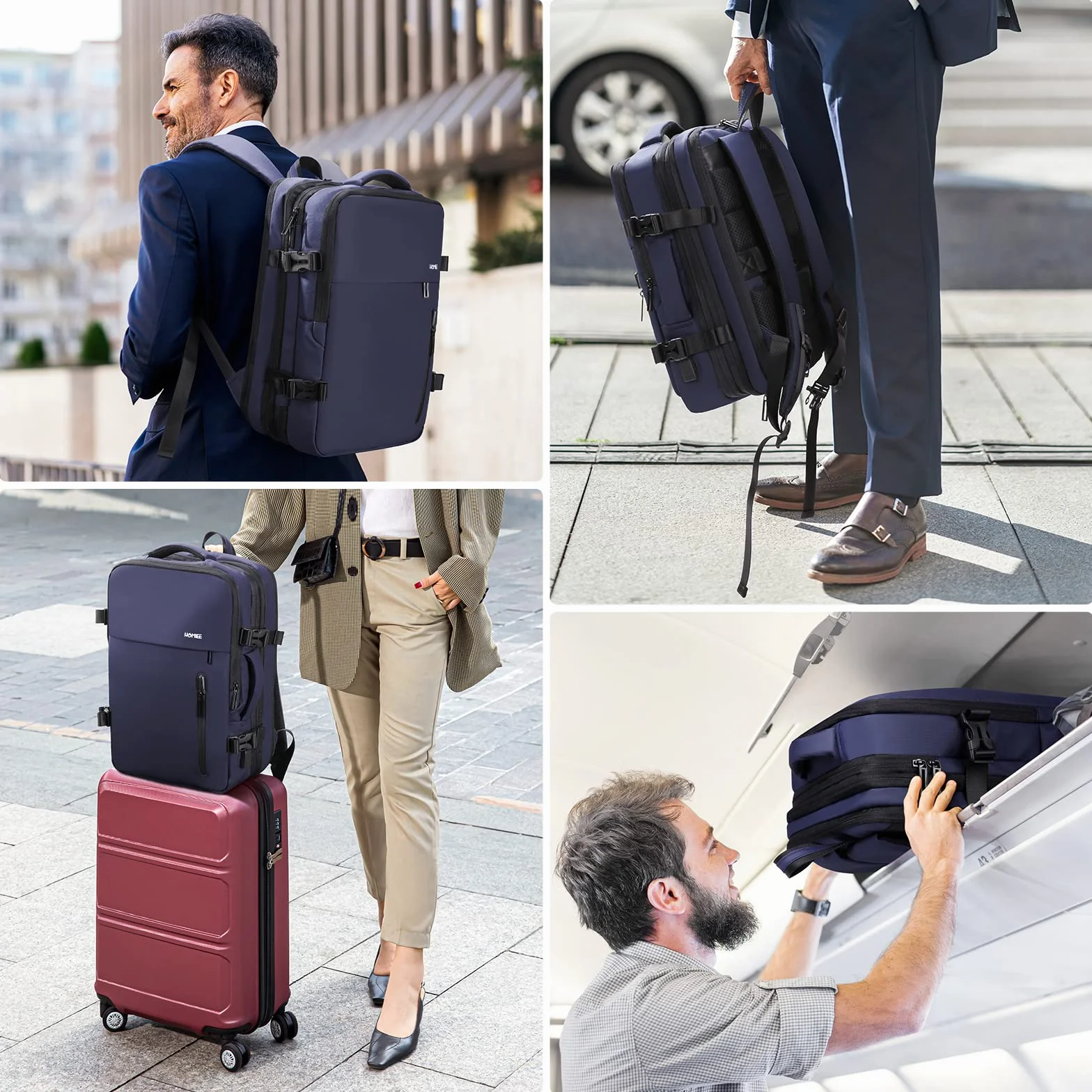 HOMIEE Zaino da Viaggio Aereo Zaino Porta PC 15.6 Pollici Zaini Uomo Impermeabile Anti-furto Antifurto Zaino Computer Portatile con Caricatore USB per Scuola Lavor Università