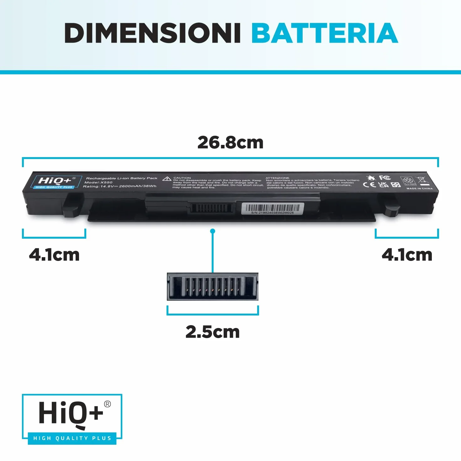 Batteria HiQ+ Alta Capacità per Asus A41-X550A A41-X550 F550 F450 X550 R510C A550 K550 P550 X550C X550DP X450 A550L X550J R510 X550CA X550LB A450 F552 K550 X450 X552 X552EA FX50JK Alta Capacità