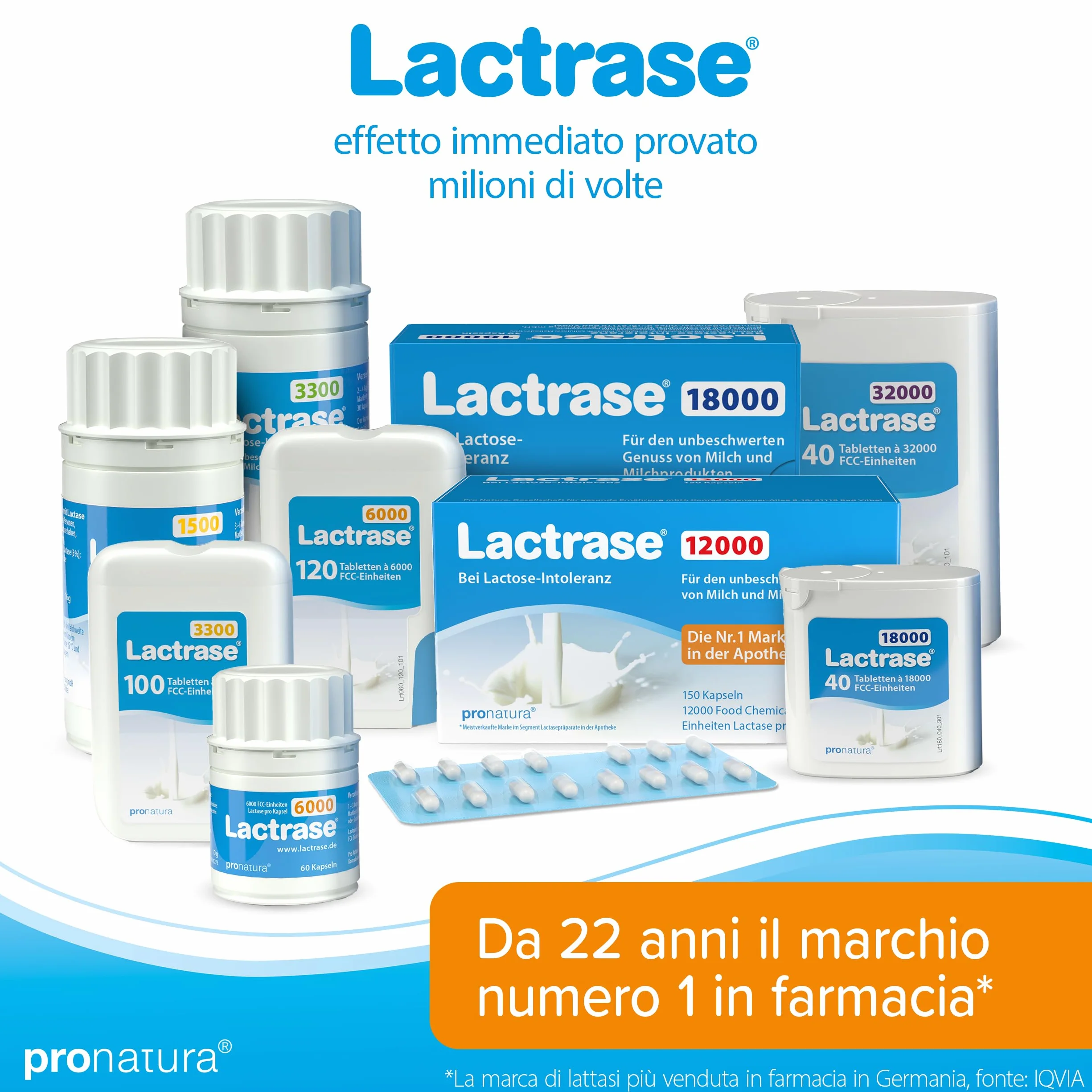 Pro Natura® Lactrase 6000 FCC 60 compresse lattasi intolleranza lattosio