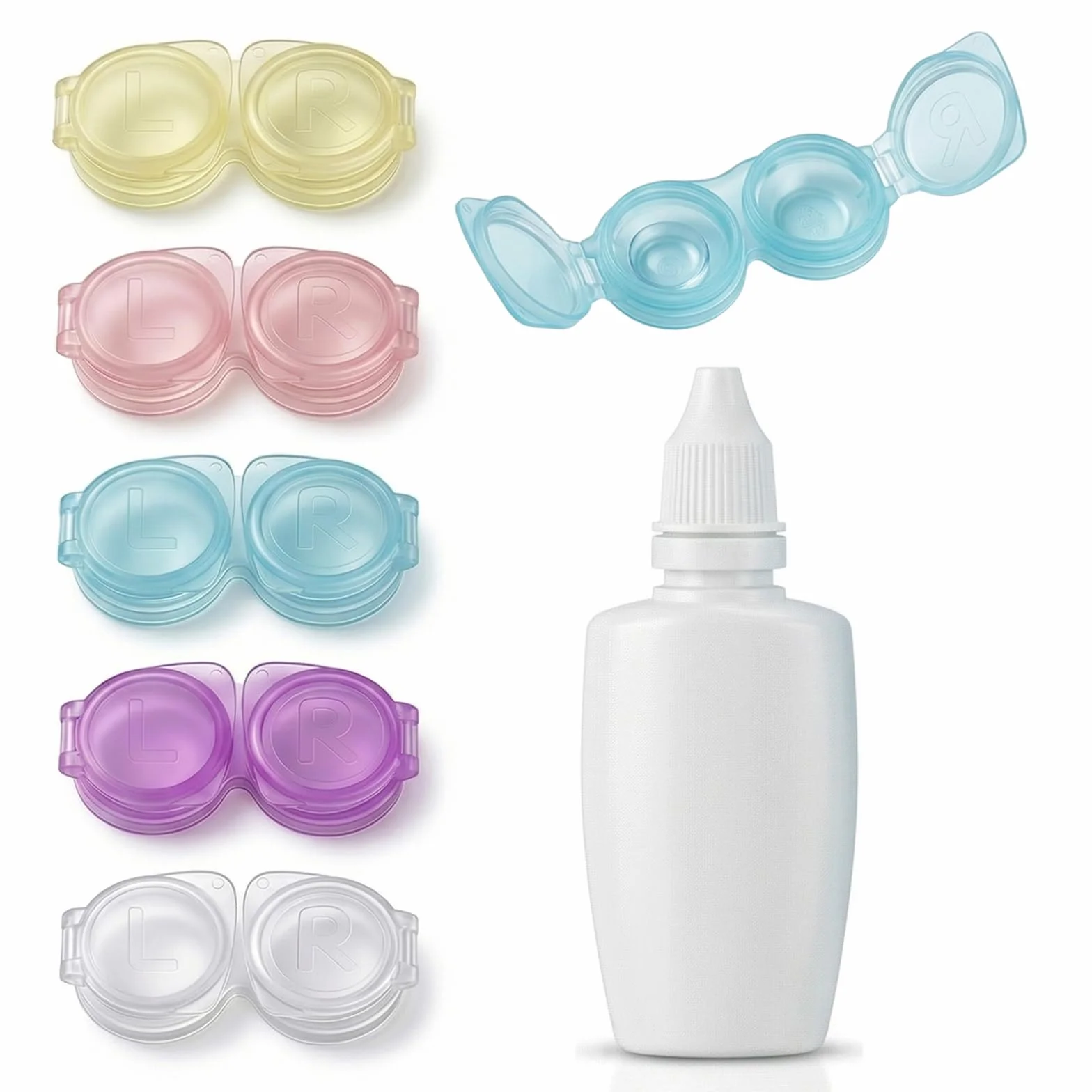 Lotto 5 Porta Lenti a Contatto Custodia da Viaggio Leggera 30ml