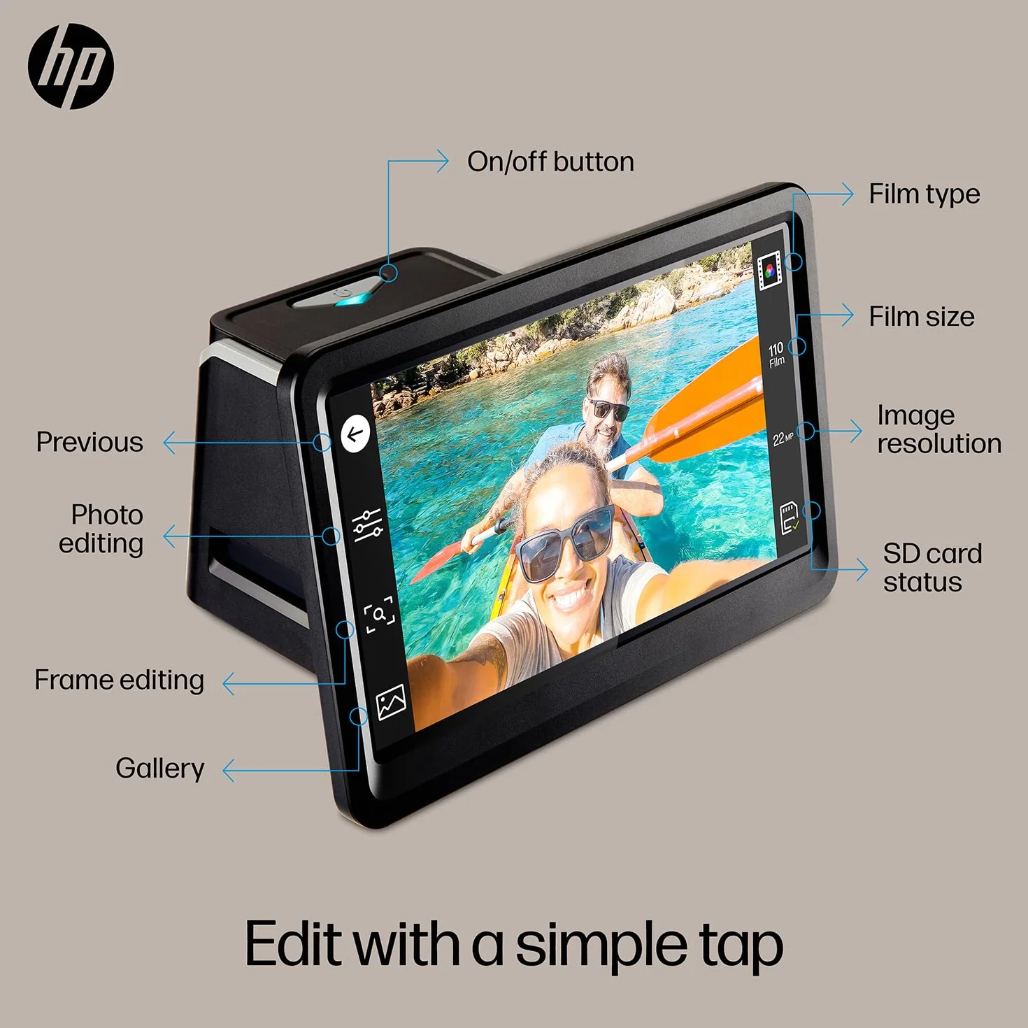 HP FilmScan Touch Screen Film & Slide Scanner 22 MP 7" LCD Digitizer