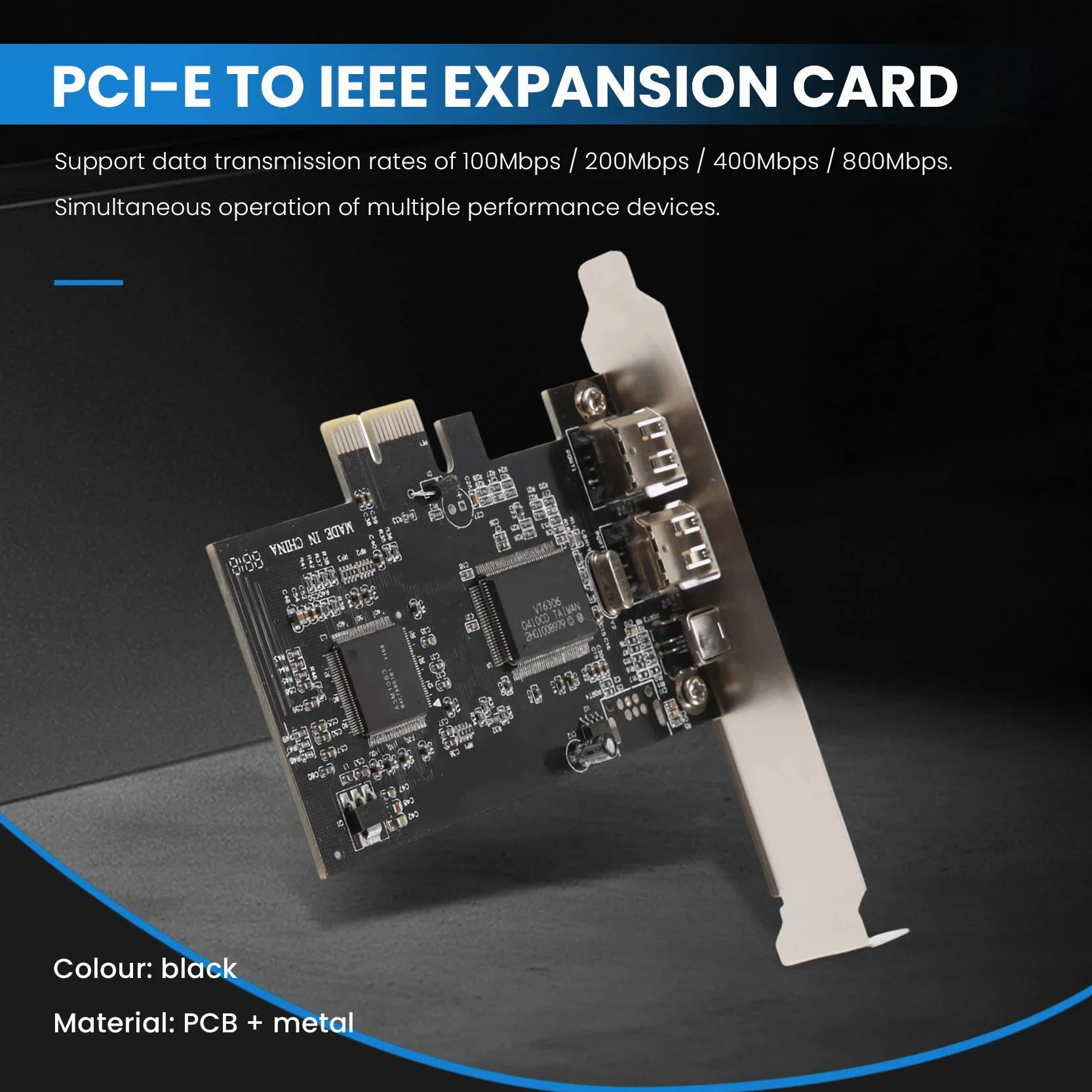 Scheda PCI-e PCI Express FireWire, Scheda Controller IEEe 1394 con Firewire, per Trasmissione Video, Audio, ECC.