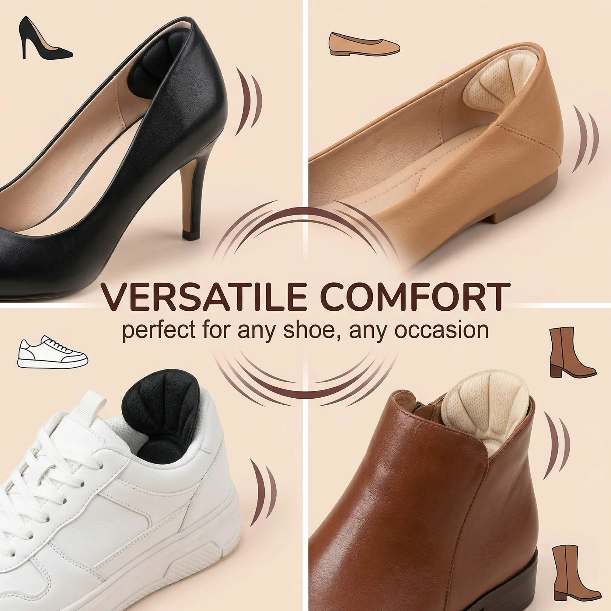 Cuscinetti Tallone Scarpe Nero Albicocca, Proteggi Tallone Antivesciche Donne Uomini