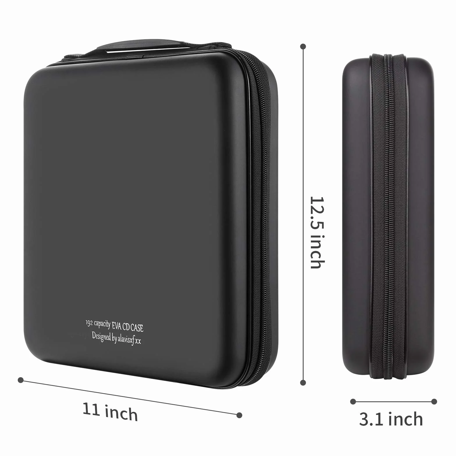 Custodia per CD, 192 capacità, rigida, in EVA, protettiva, per Blu-ray, CD, con doppia cerniera, cinghia da polso, portatile, organizer per dischi e DVD, per viaggi in auto (capacità 192