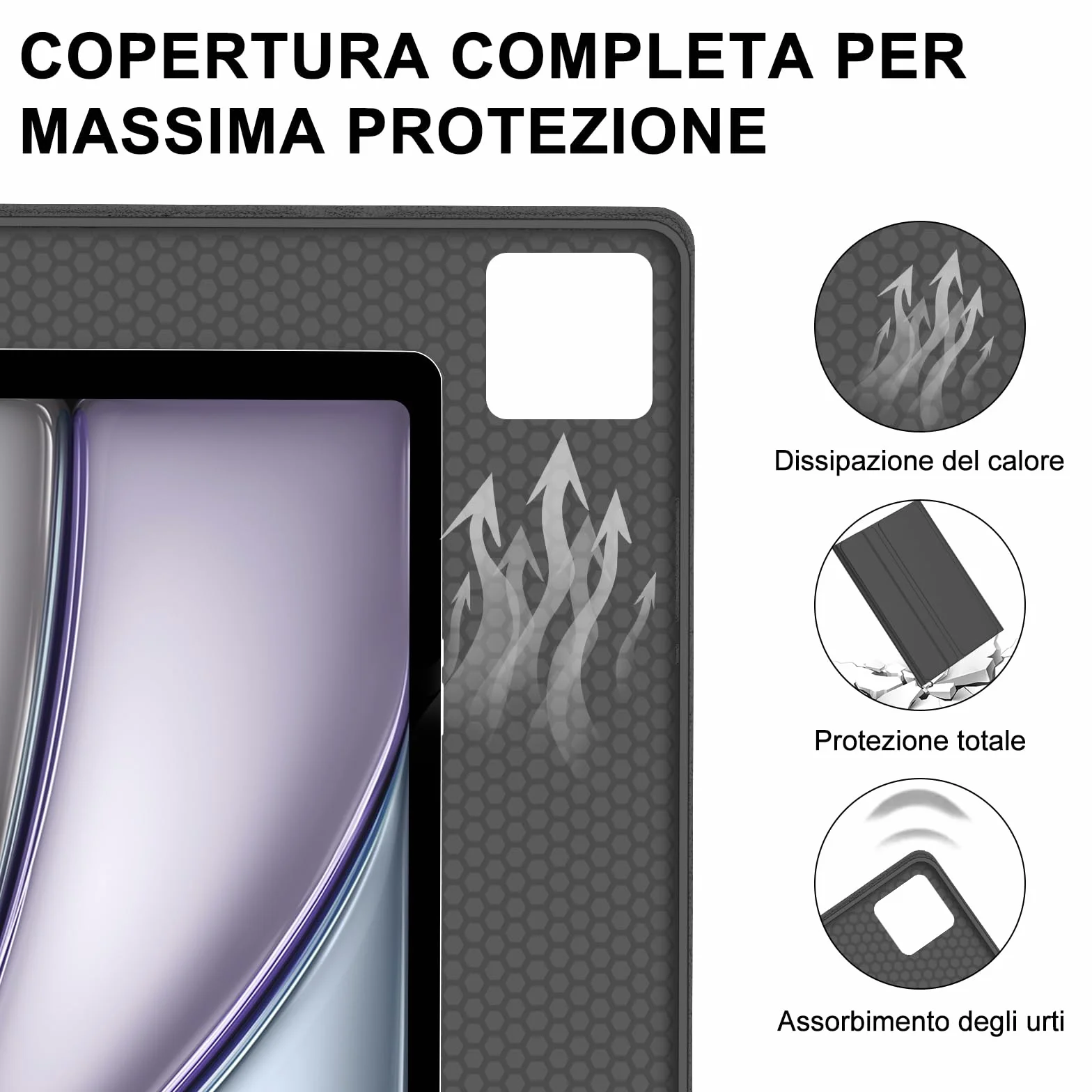 IVEOPPE Tastiera iPad Air 13 M4 2026/M3 2025/M2 2024 con Touchpad, Cover Tastiera Trackpad Italiano QWERTY Magnetico Staccabile Bluetooth con Portapenna per iPad pro 12.9 3-6 Gen, Nero