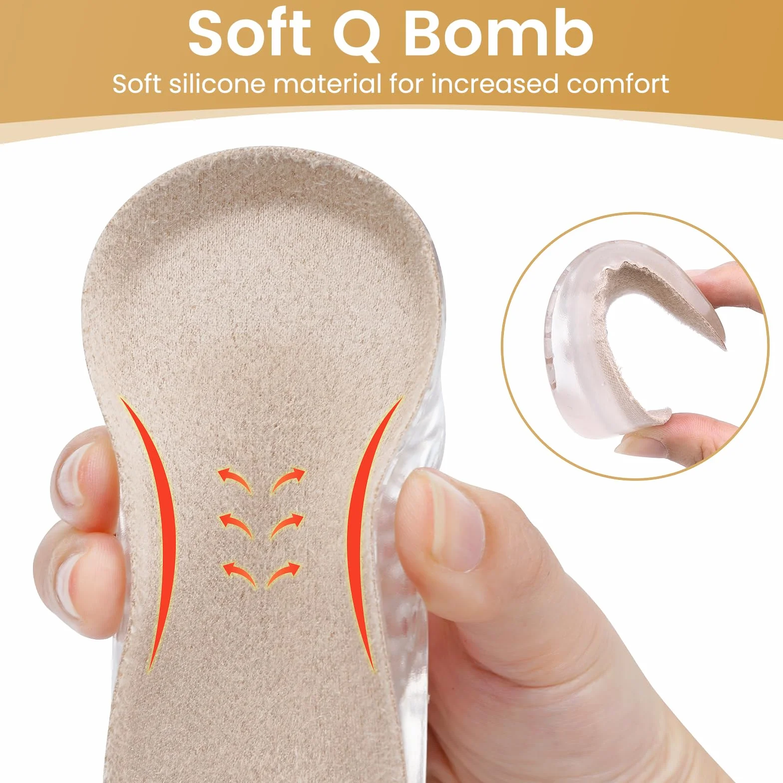 Altezza Aumentando Solette 2.5CM Talloniera in Gel per Donna Uomo Inserti Invisibili