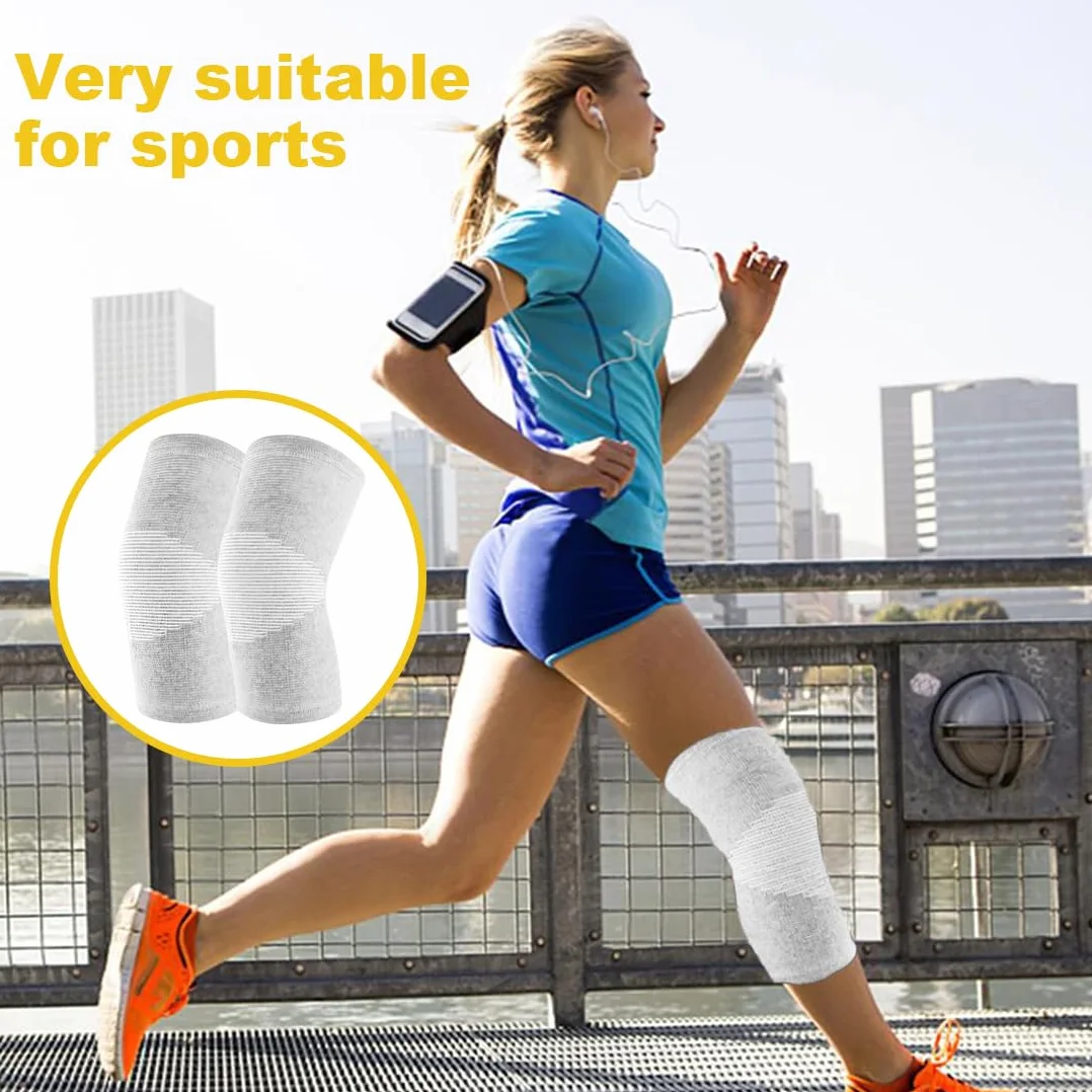 Ginocchiera in bambù con compressione ortopedica elasticizzata supporto sollievo dolori articolari ambidestra XL Grigio
